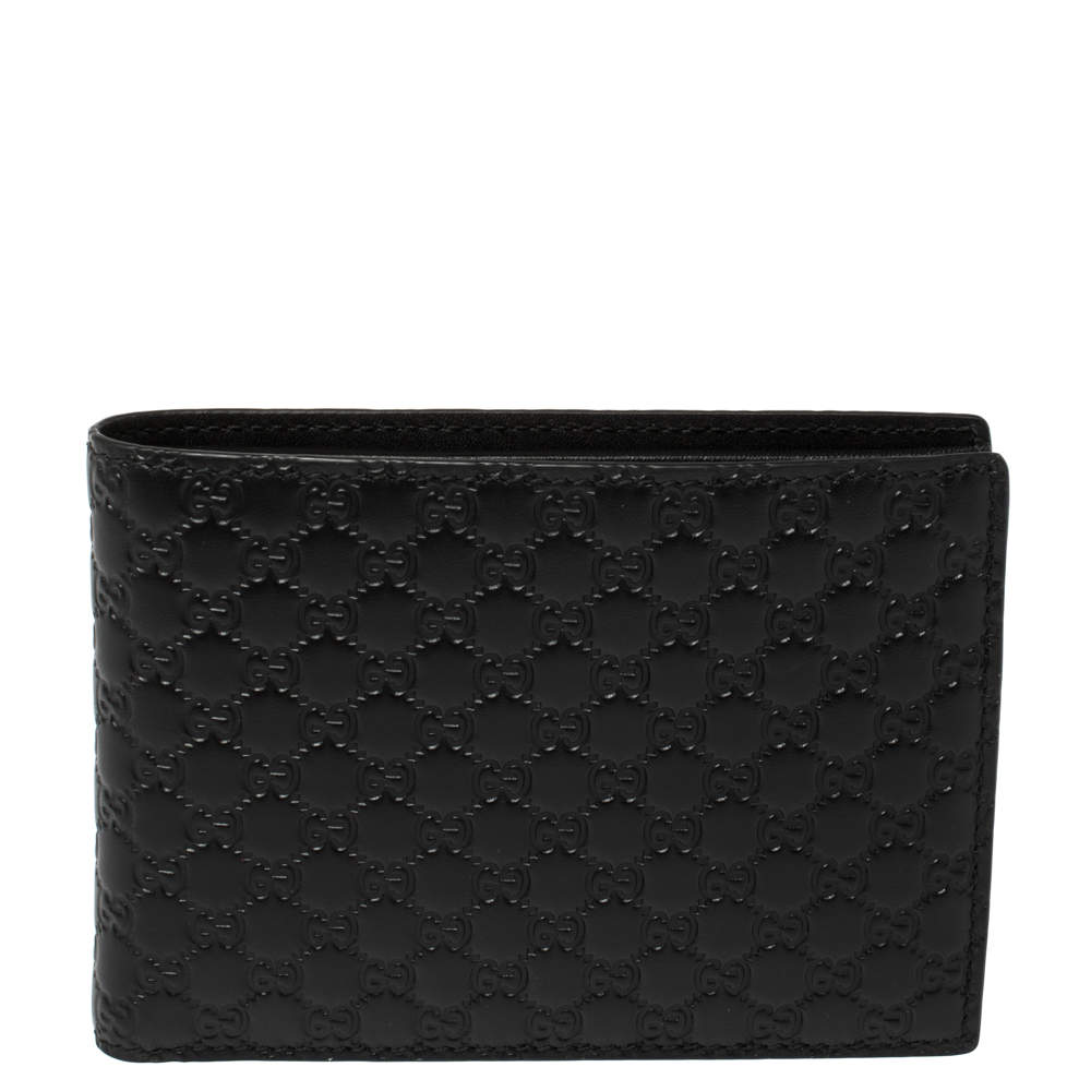 Gucci Black Microguccissima Leather Bifold Compact Wallet