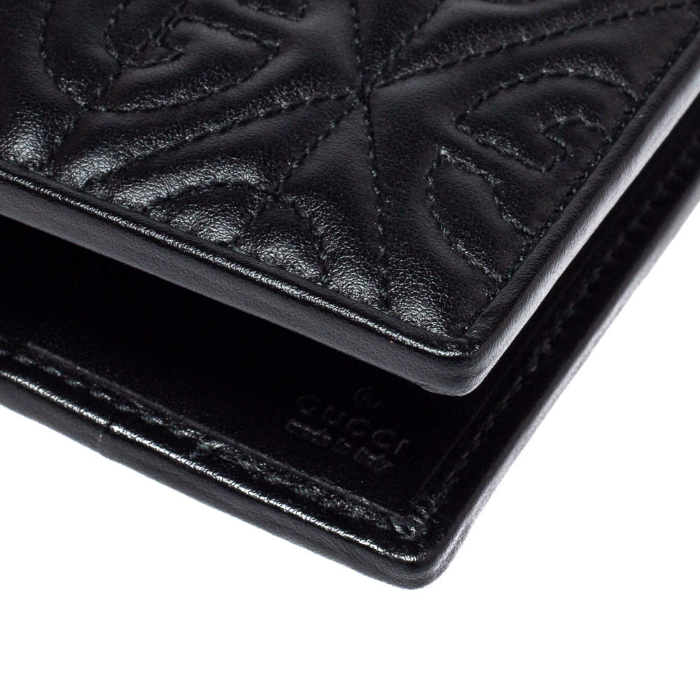 Gucci Black G Rhombus Quilted Leather Bifold Passport Holder Gucci
