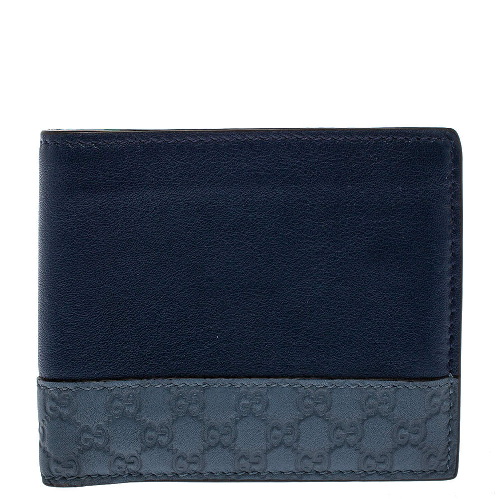 Gucci Blue Micro Guccissima Leather Bi-Fold Wallet Gucci | The Luxury ...