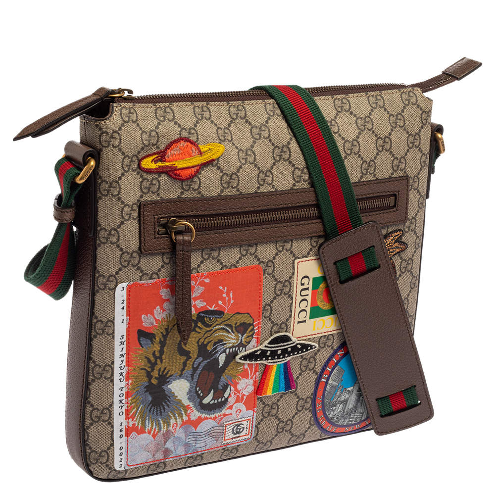 Gucci Beige GG Supreme Canvas and Leather Courrier Messenger Bag