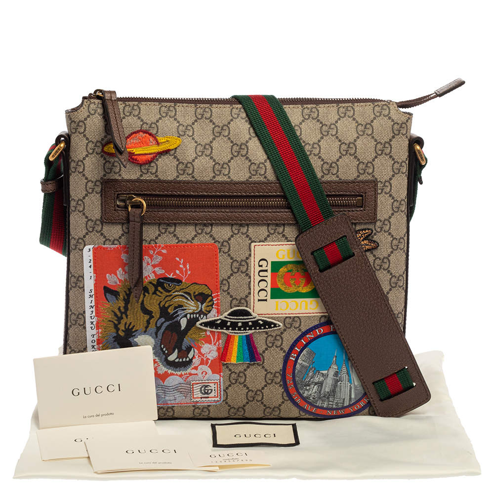 Gucci // Brown Courrier Soft GG Supreme Canvas Patch Messenger Bag