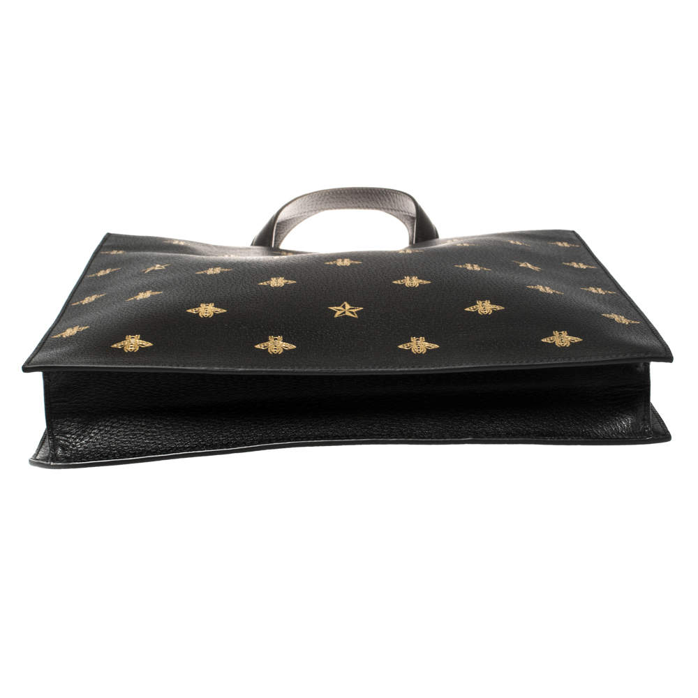 Gucci Black Leather Bee Star Two-Way Tote Gucci | The Luxury Closet