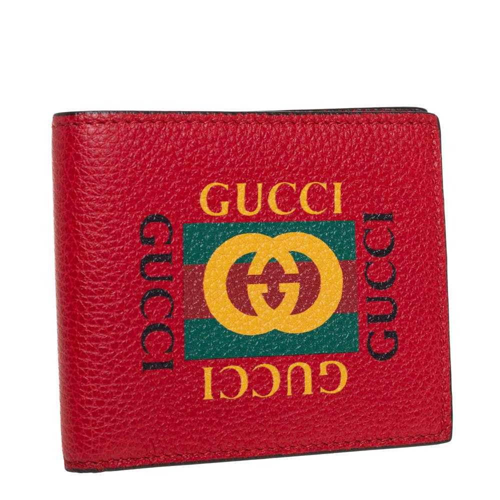 Gucci Signature Green & Red Web Bi-fold Leather Wallet