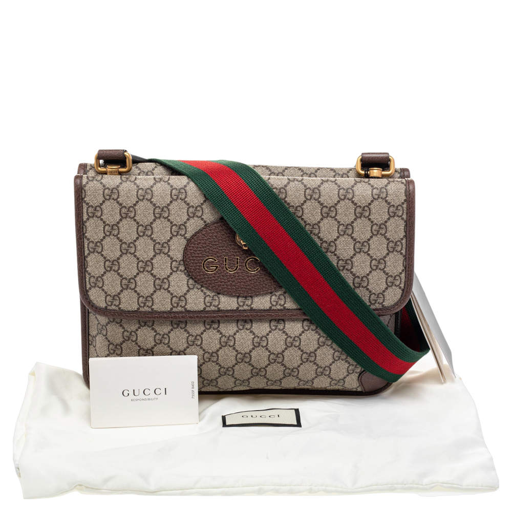 GUCCI GG Supreme Monogram Web Neo Vintage Shoulder Bag Beige Red 1263595