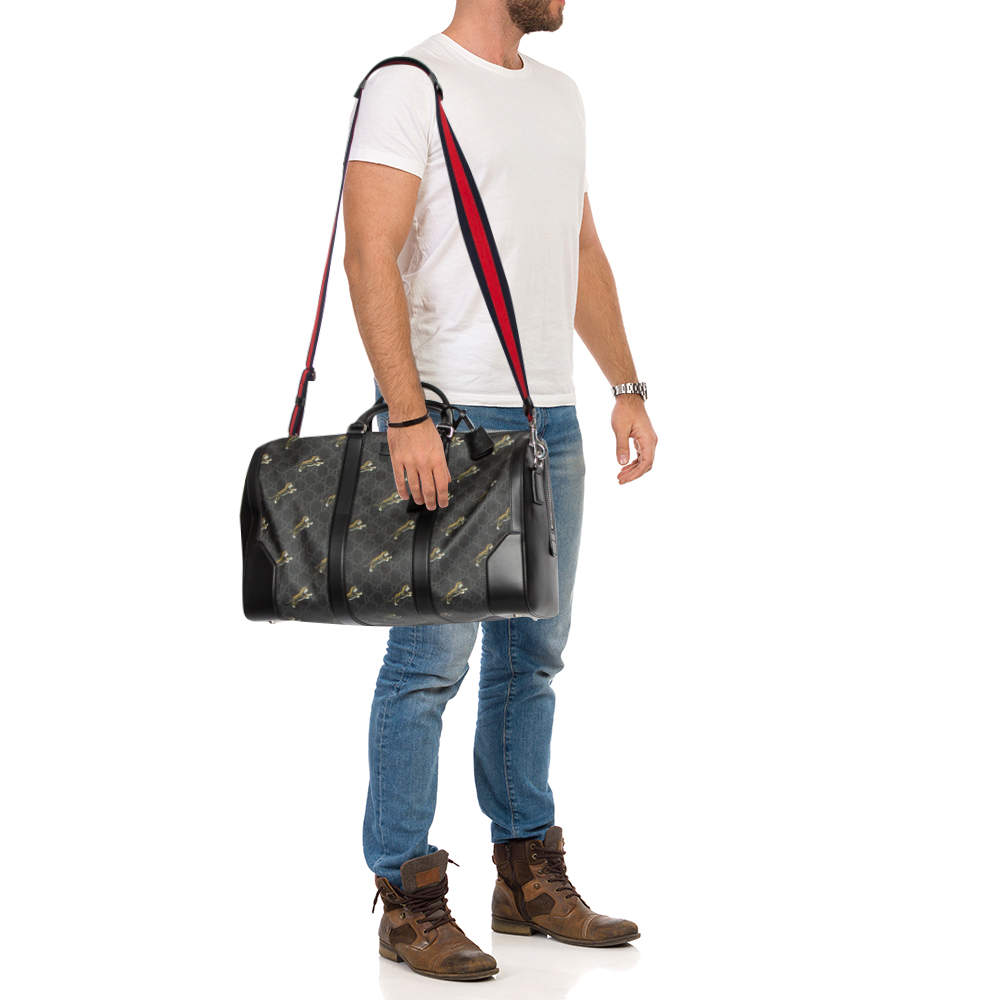 Gucci Mens Supreme Tigers Duffle Grey Canvas – Luxe Collective