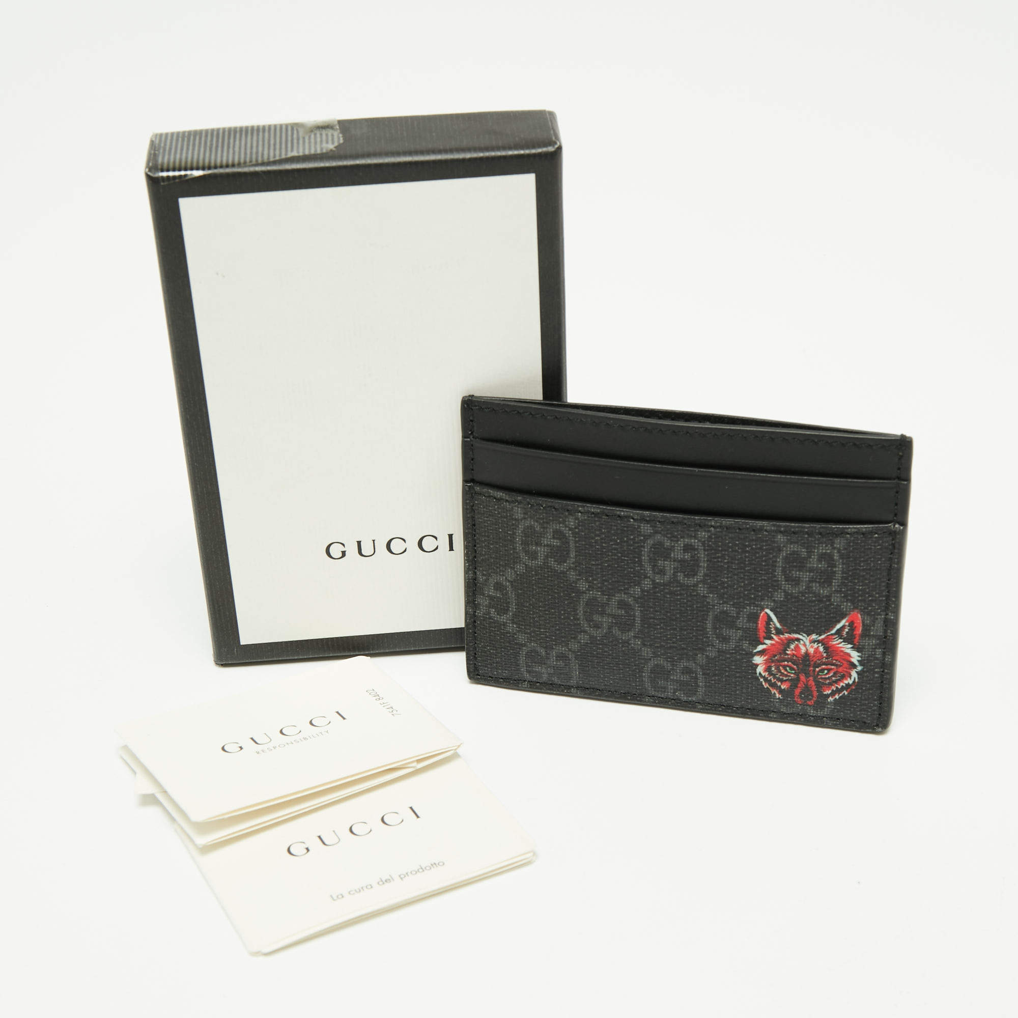 Gucci Wolf GG Supreme Card Case - Farfetch