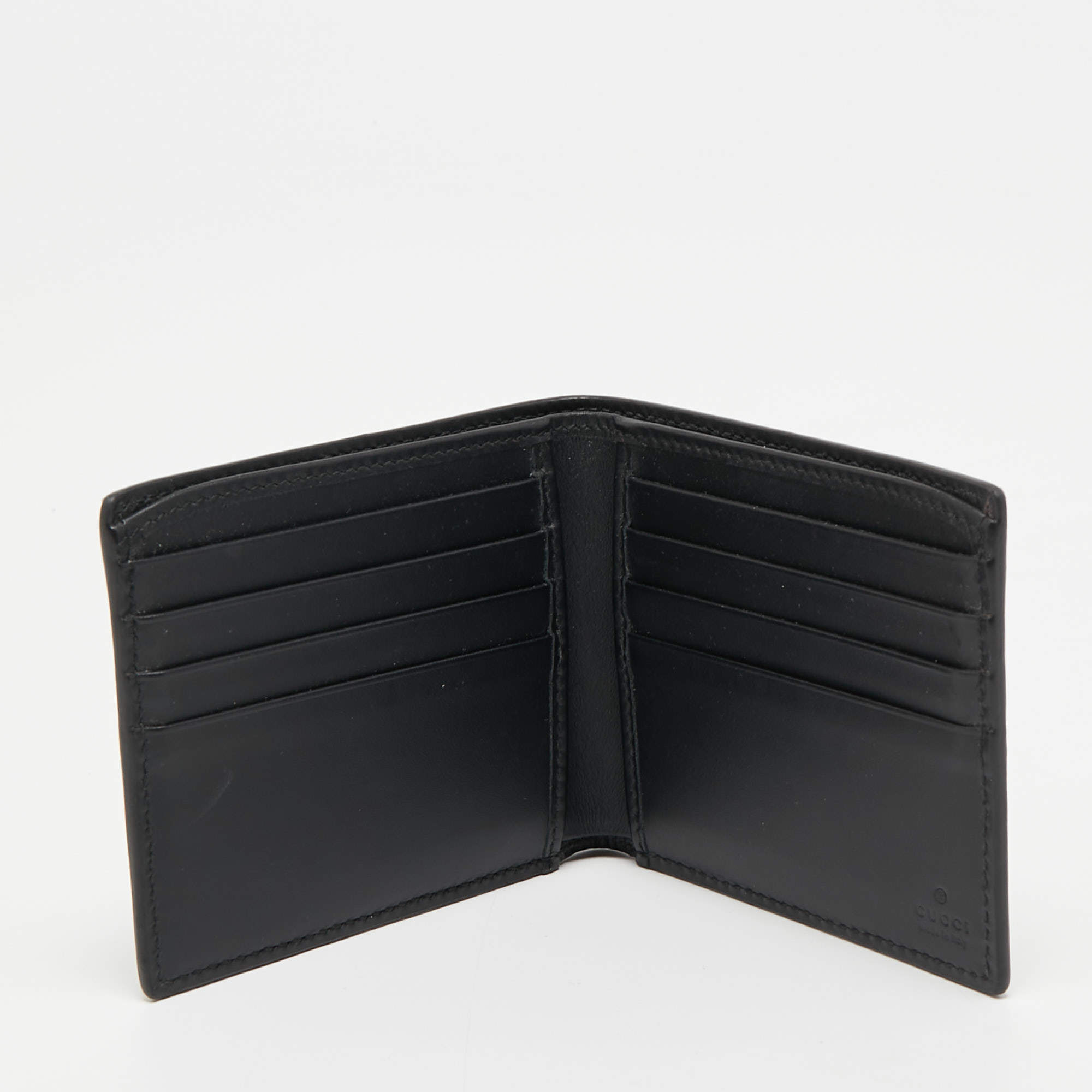 GUCCI Calfskin Tiger Bi-Fold Wallet Black 323421
