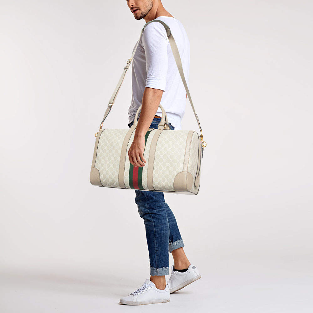 Borsa porta abiti Gucci Savoy in canvas GG Supreme in Beige