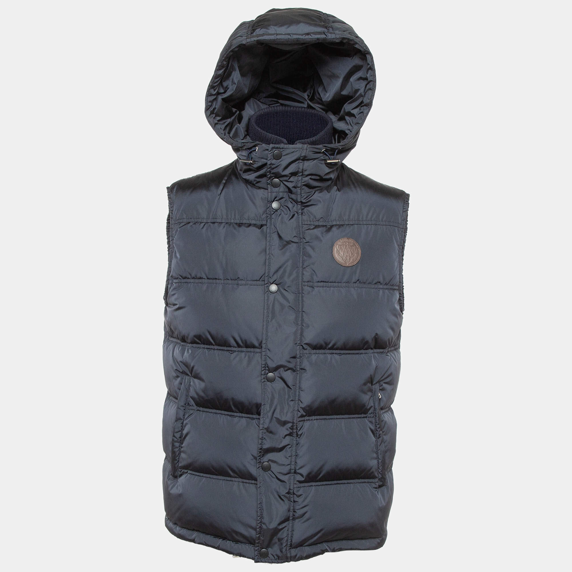 Gucci  Navy Blue Synthetic Sleeveless Quilted Down Jacket M