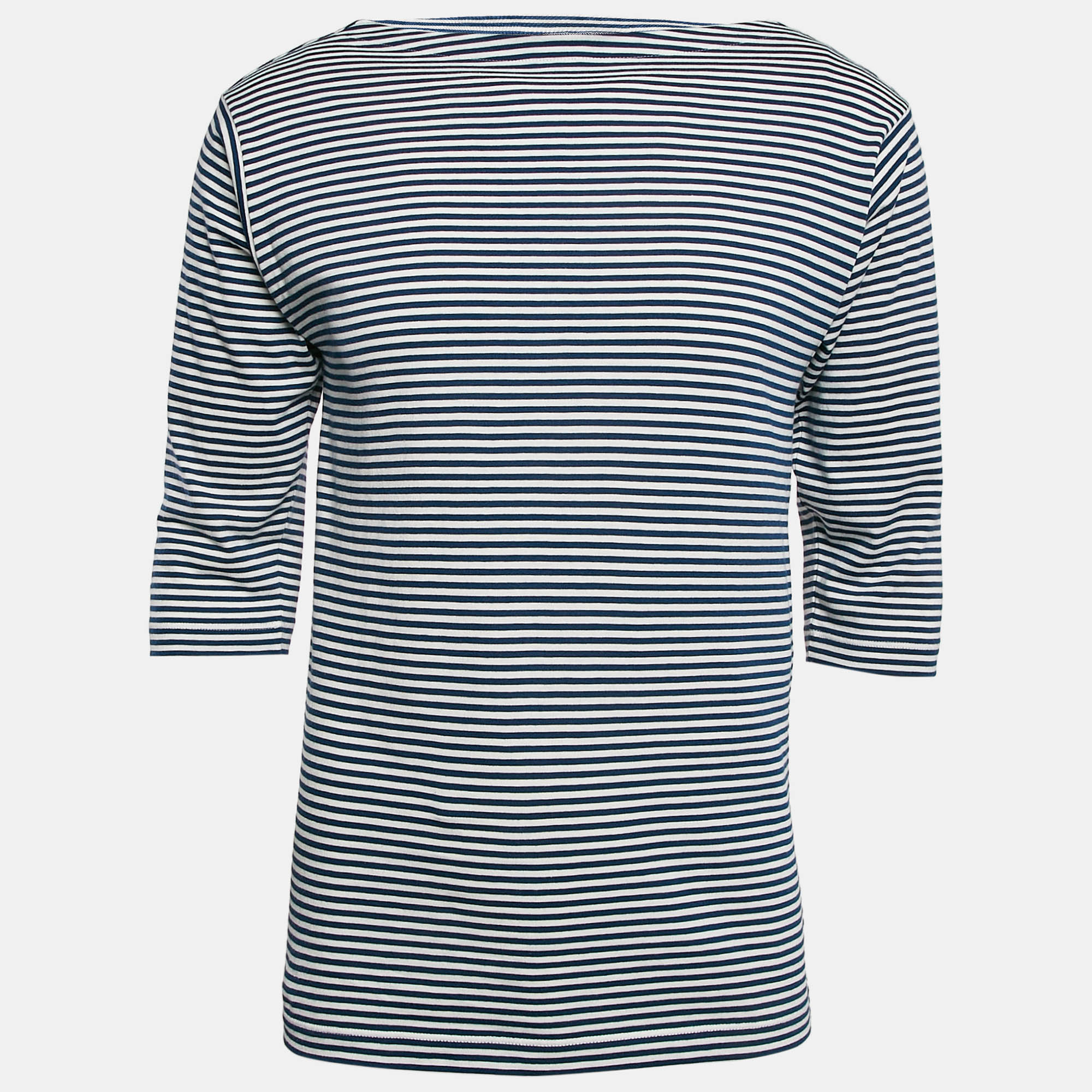Gucci Blue/White Orgasmique Striped Cotton Basque T-Shirt S