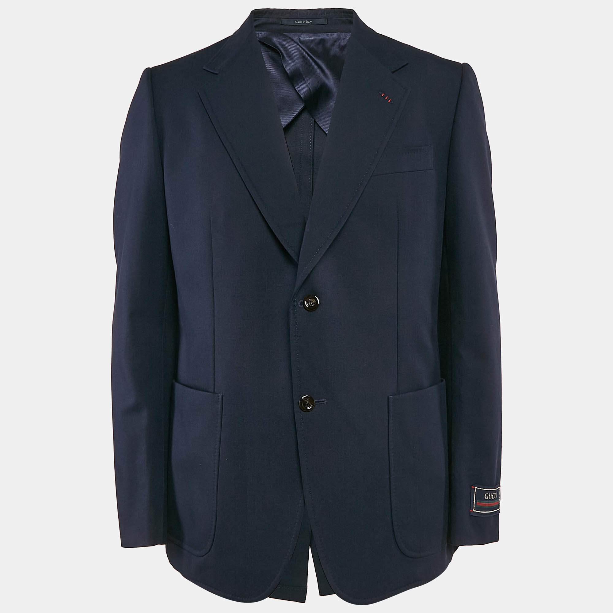 Gucci Navy Blue Cotton Single Breasted Caspian Tailored Blazer XXL