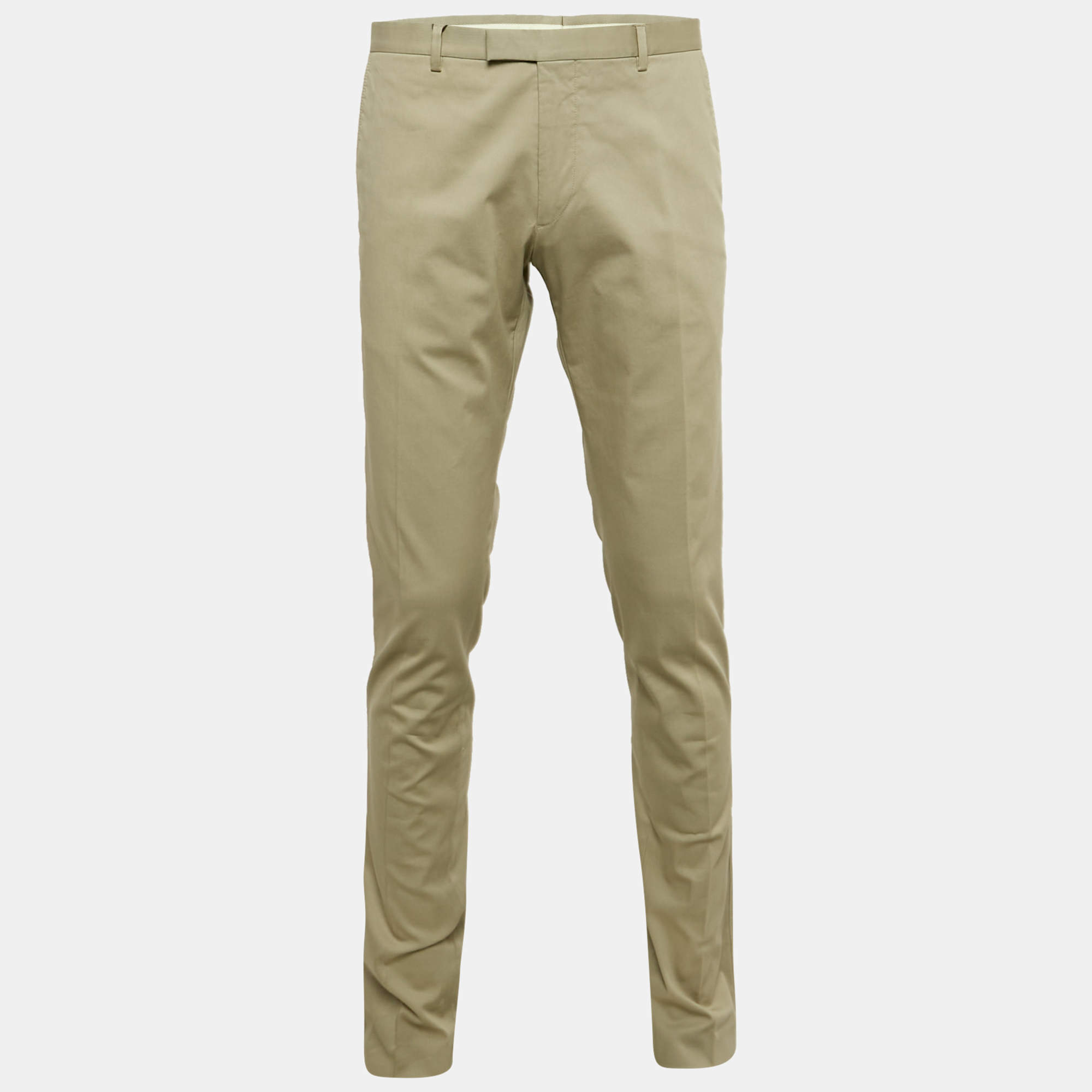 Gucci Beige Textured Cotton Regular Fit Trousers L