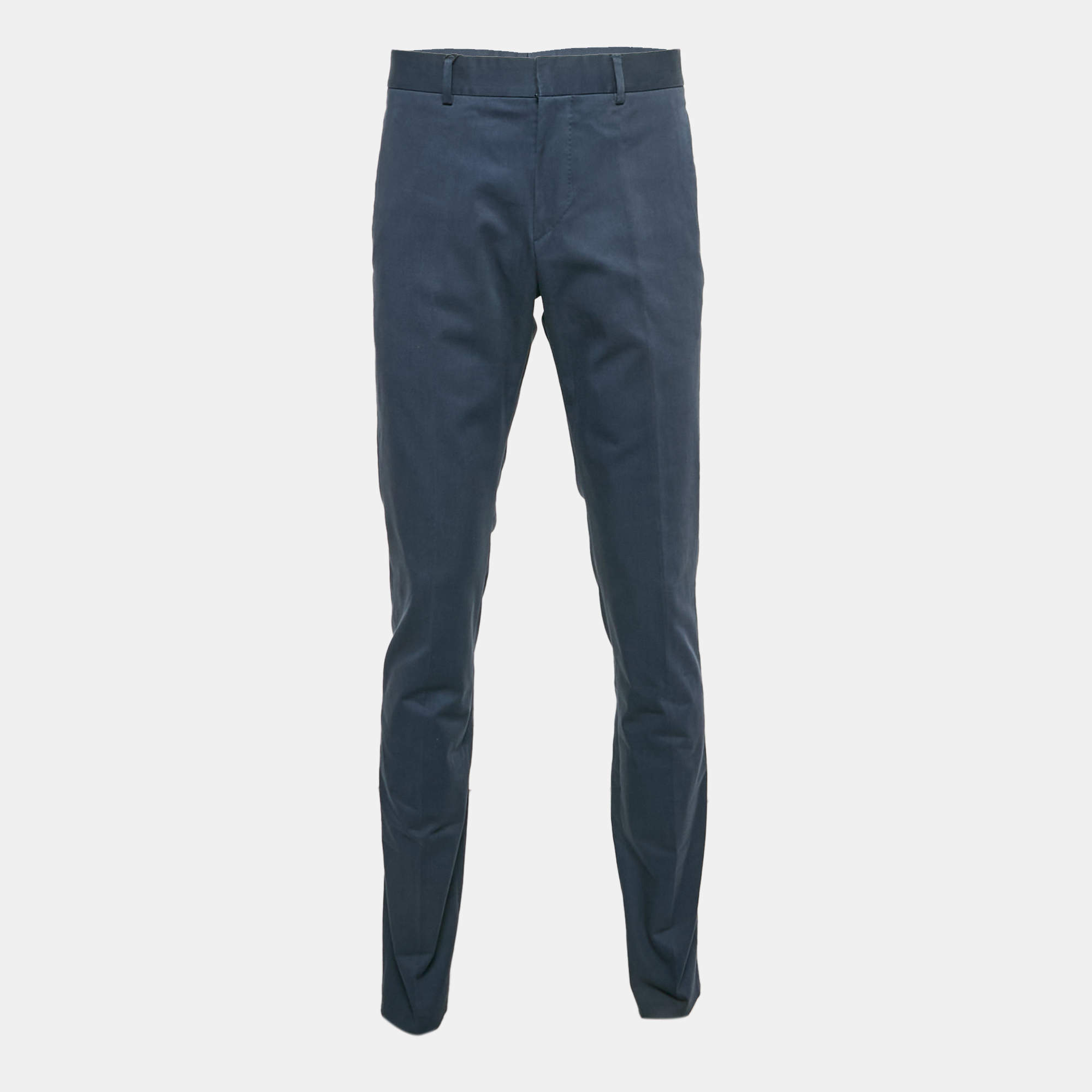 Gucci Blue Gabardine Regular Fit Trousers L