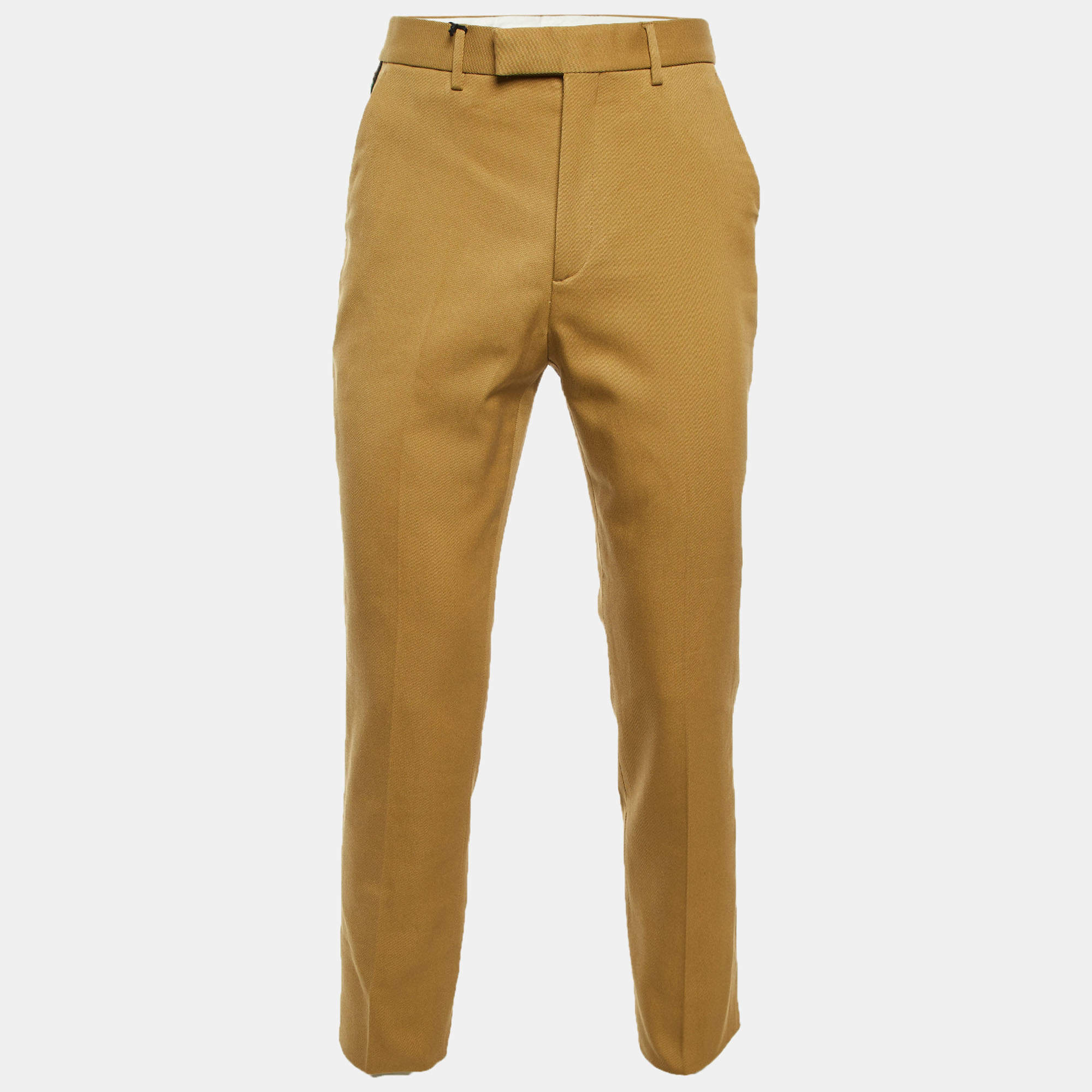 مملوكة مسبقًا Gucci Khaki Beige Cotton Web Striped Pants M/Waist 32"