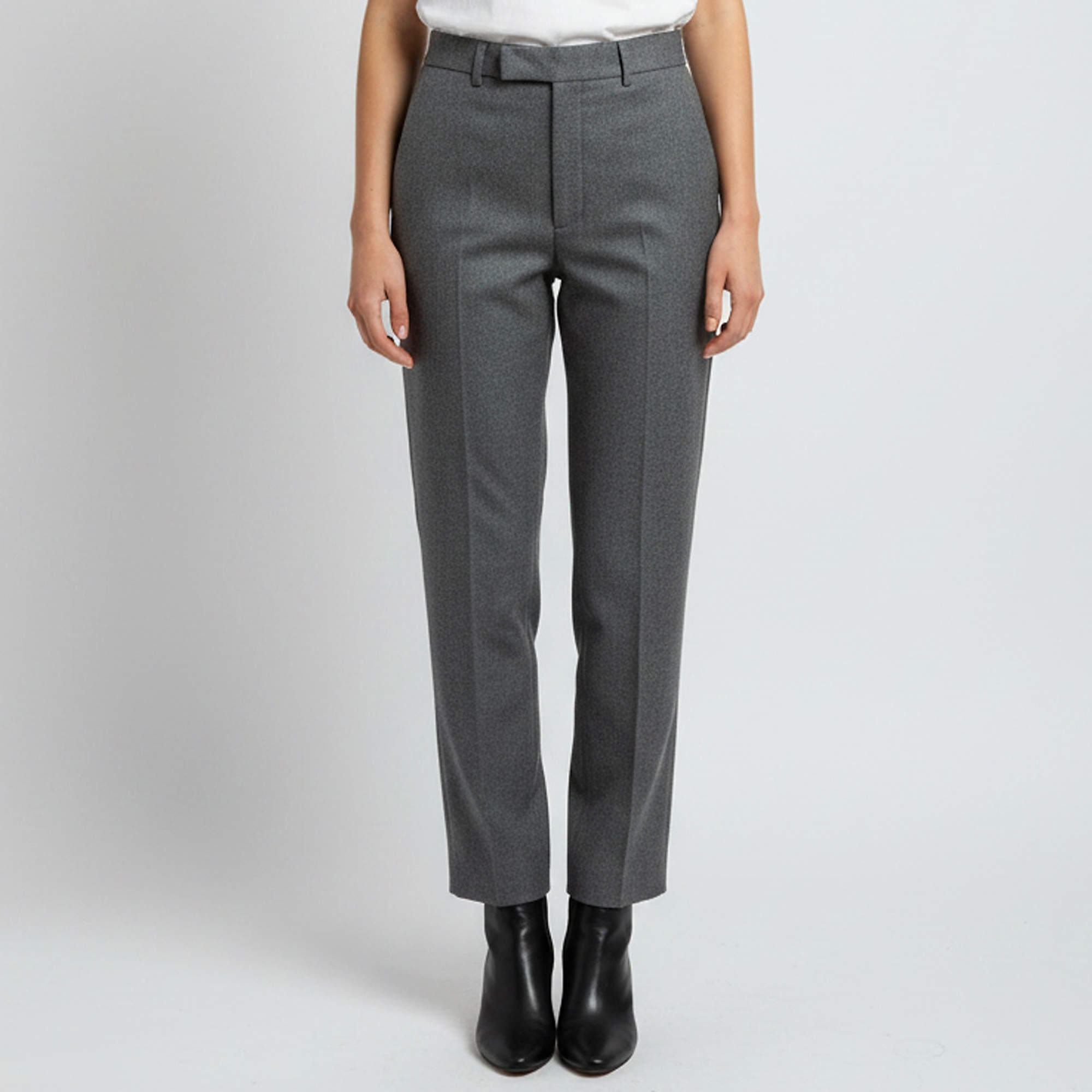 Pre Owned Gucci Grey Wool Web Trim Straight Fit Pants M