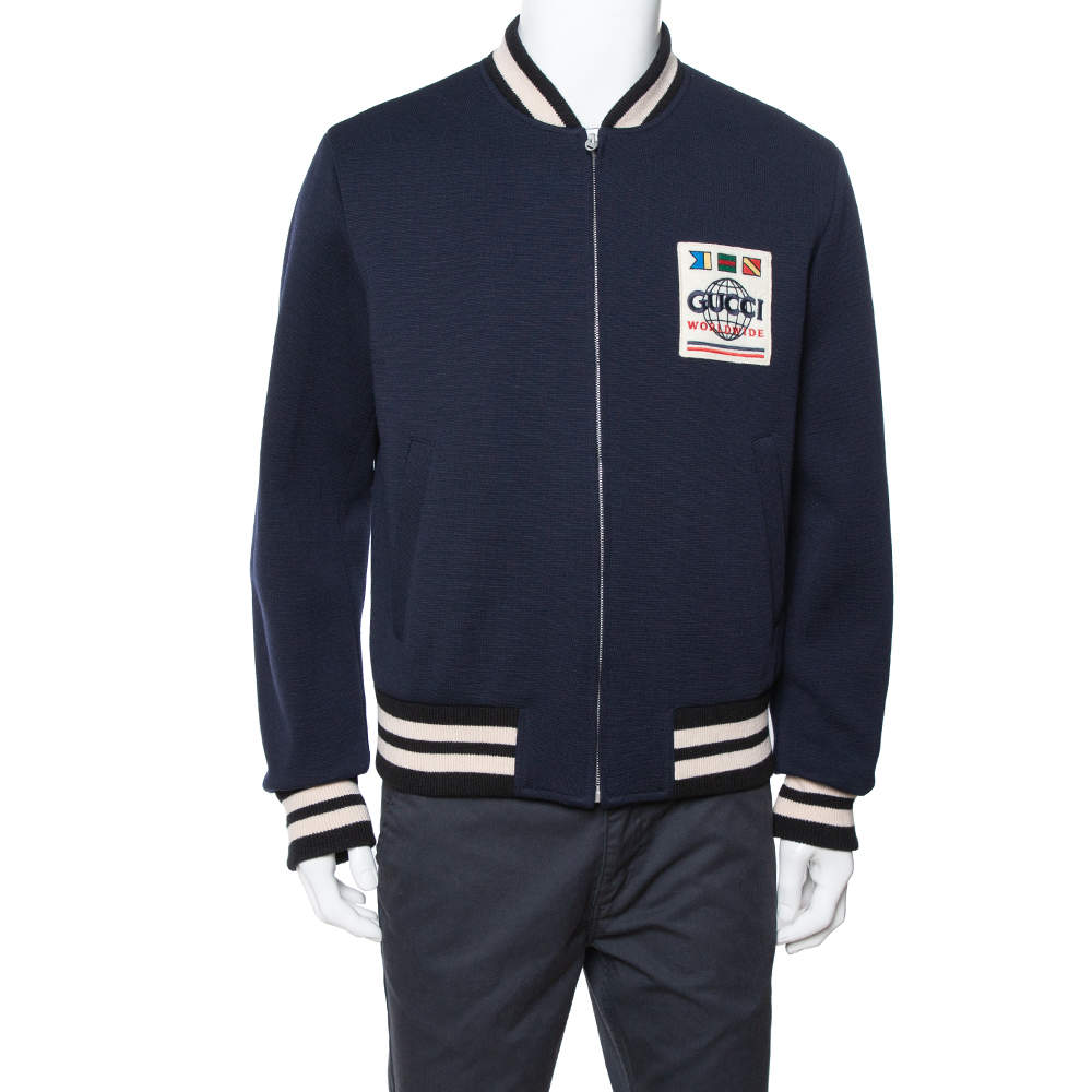 Gucci Web Striped Bomber Jacket in Blue for Men