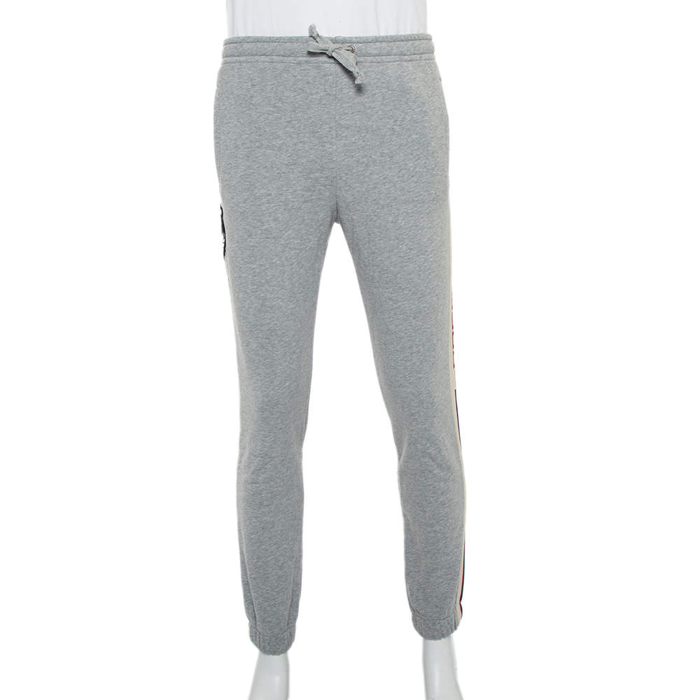 Gucci Grey Logo Print Cotton Joggers XS