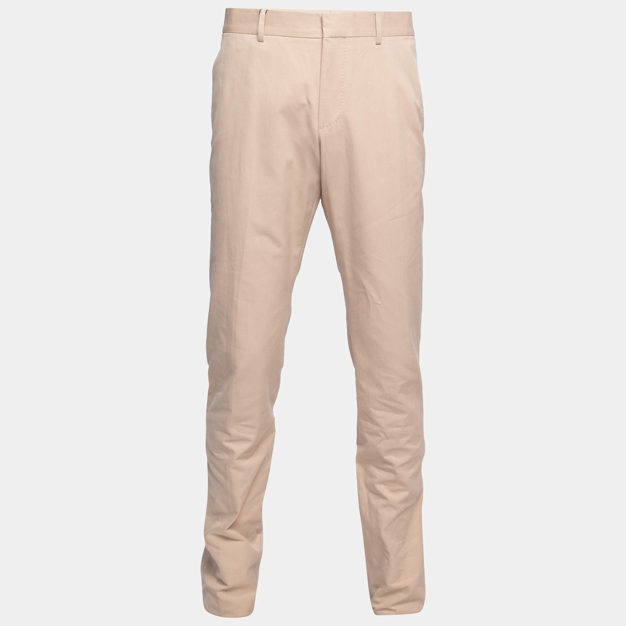 Pre Owned بنطلون غوتشي قطن بيج قصة إعتيادية مقاس كبير جداً (اكس لارج) الخصر 36 بوصة