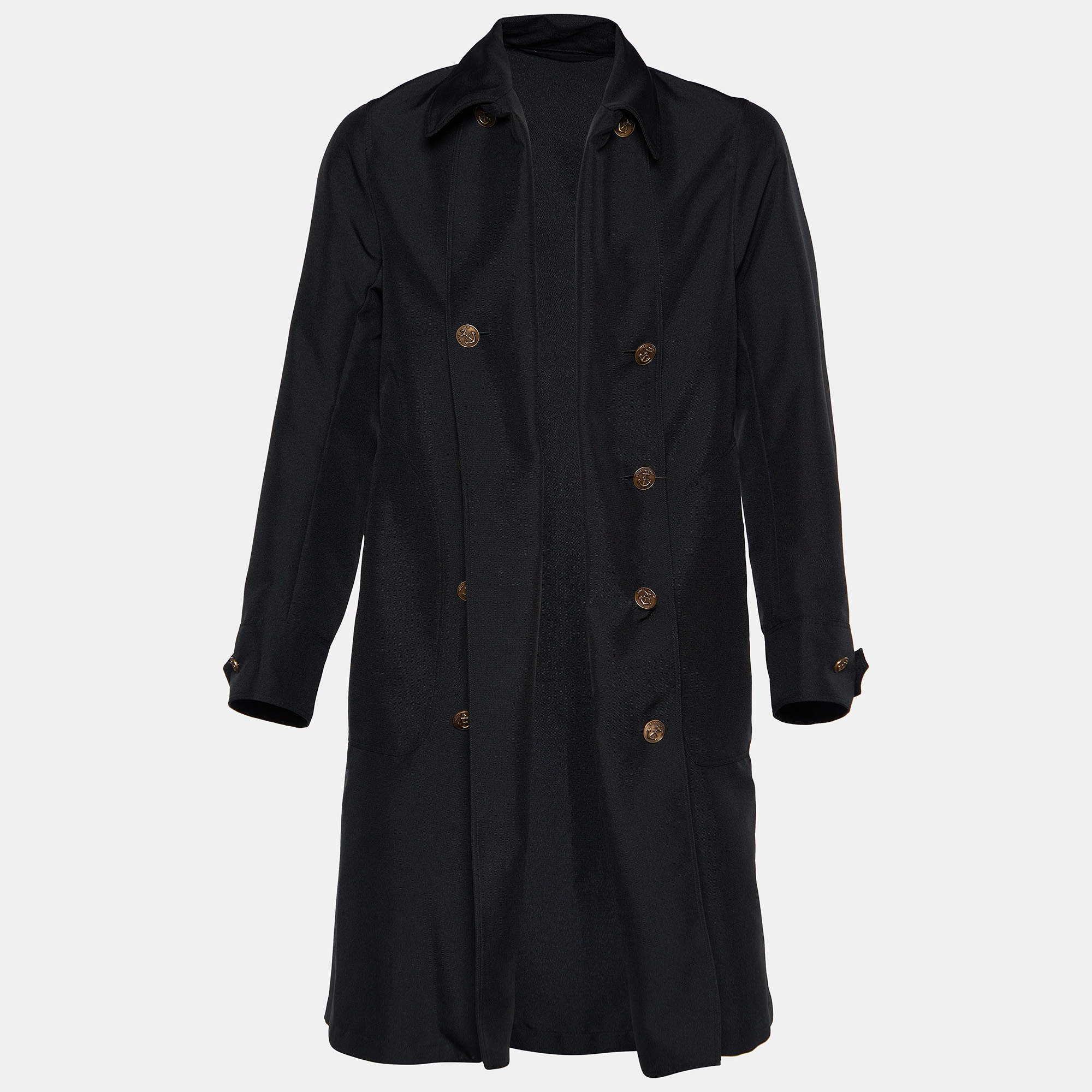 Gucci Black Canvas Double Breasted Trench Coat M