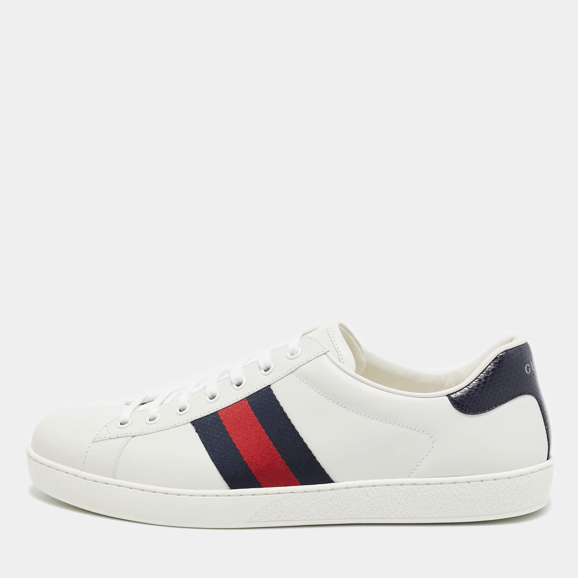 Gucci White Leather Ace Sneakers Size 45