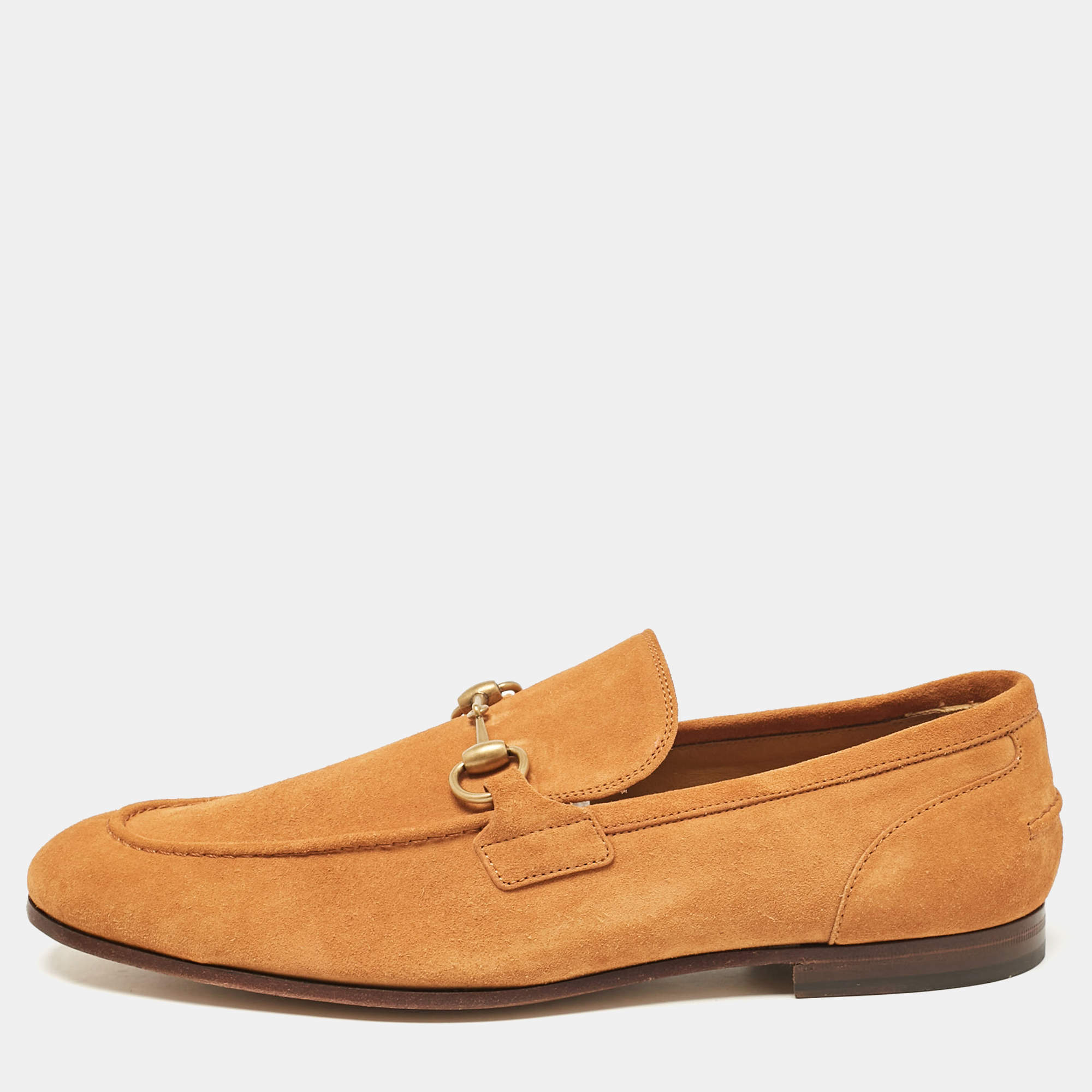Pre Owned Gucci Orange Suede Jordaan Loafers Size 44