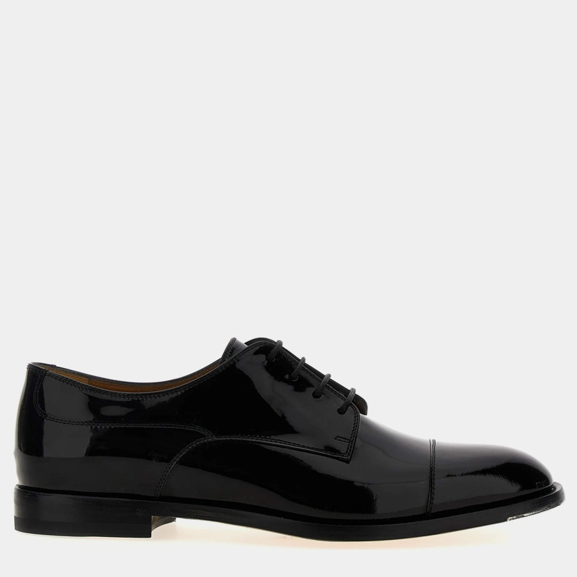 Gucci Black Patent Leather Lace-up Derby Shoes EU 41