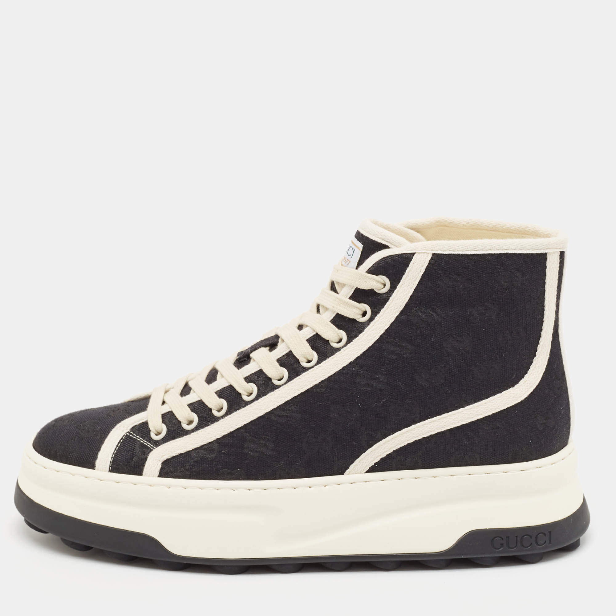 Gucci Black GG Canvas Tennis 1977 Treck Sneakers Size 42