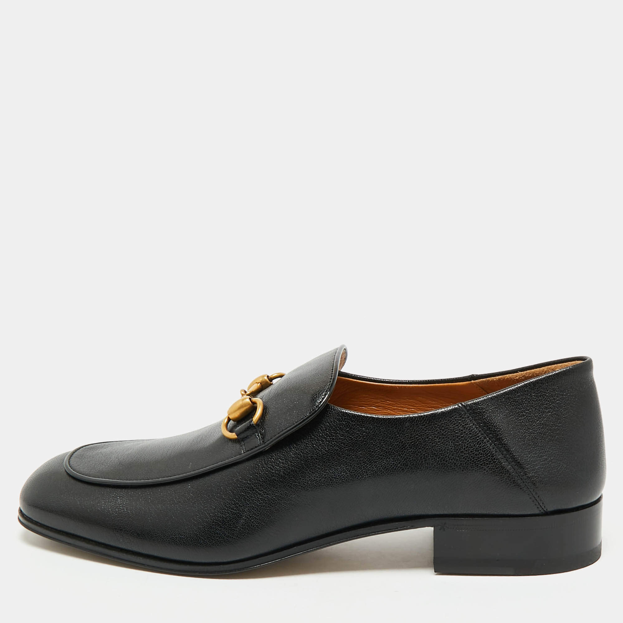 Gucci Black Leather Horsebit Foldable Loafers Size 43