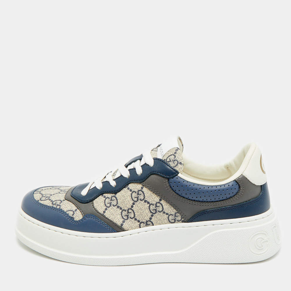 Pre Owned حذاء رياضي غوتشي قماش وجلد م تعدد الألوان كعب منخفض مقاس 43