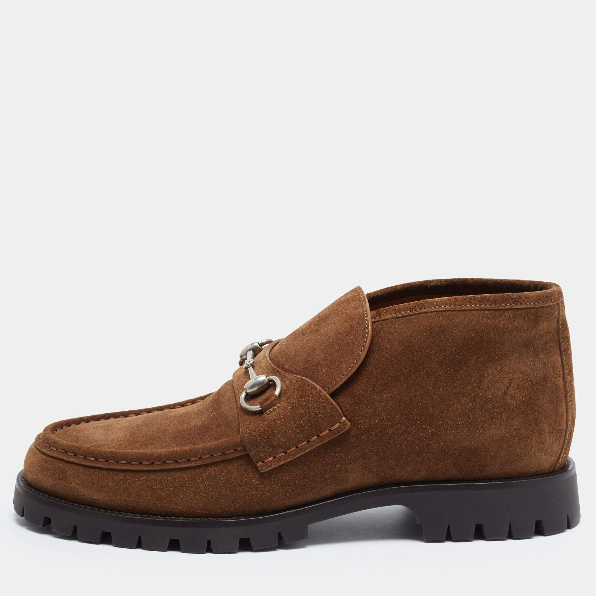Pre Owned Gucci Sylke Size 44 Brown Suede Ankle Boots