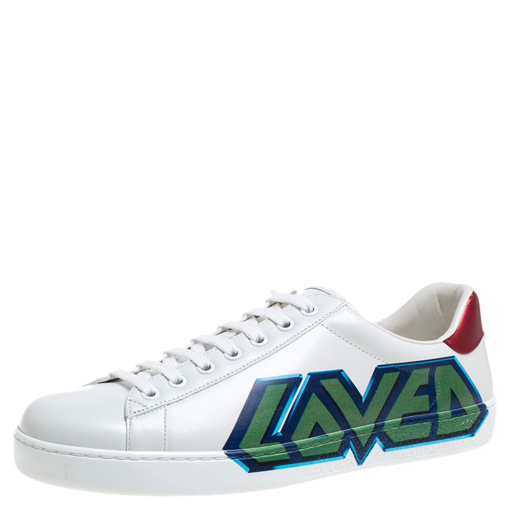 Pre Owned Gucci White Leather Ace Loved Low Top Sneakers Size 41