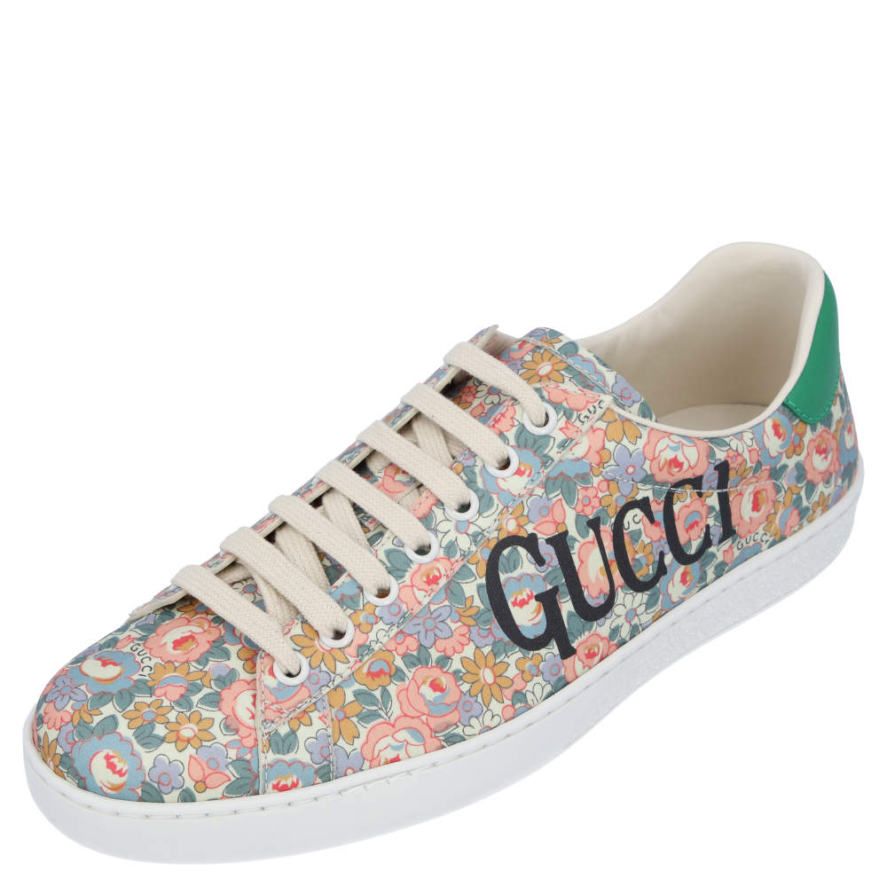 Pre Owned Gucci Multicolor Ace Gucci Floral Sneakers Size EU 39