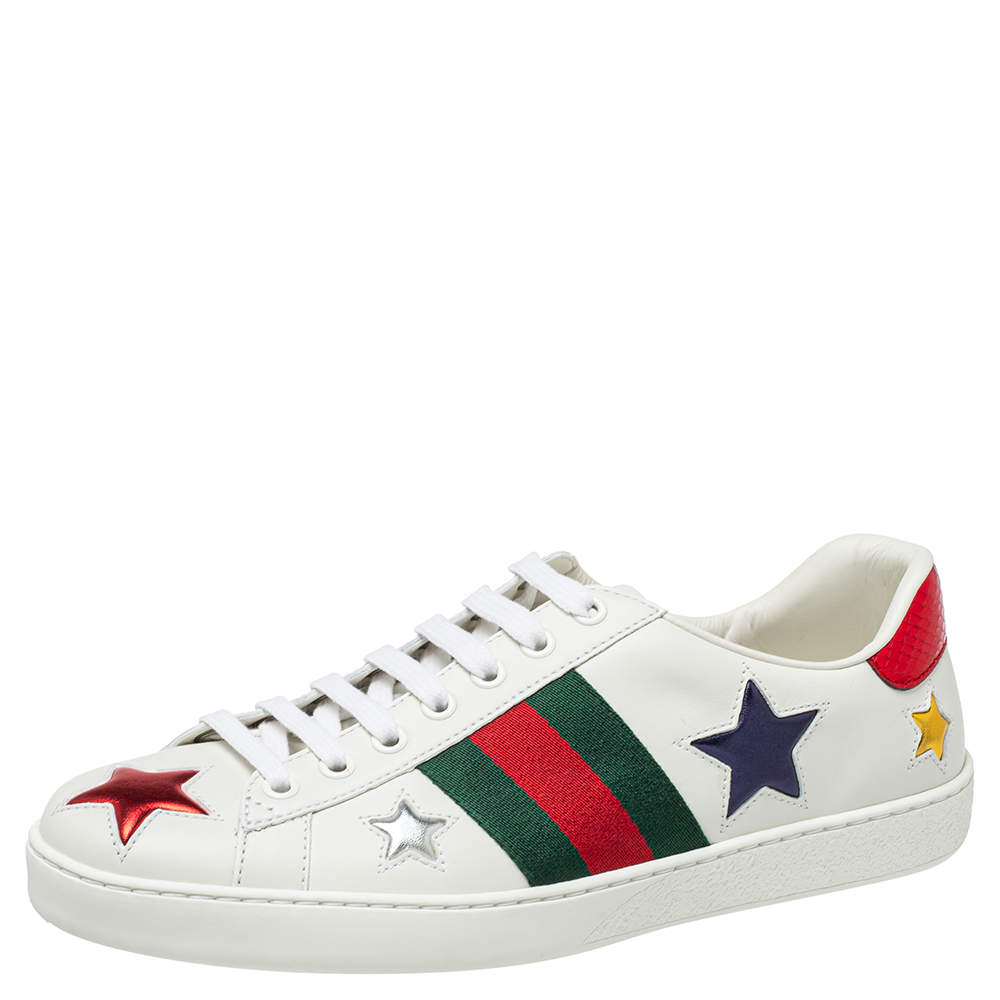 Gucci White Leather And Canvas Star Ace Sneakers Size 40 Gucci | TLC