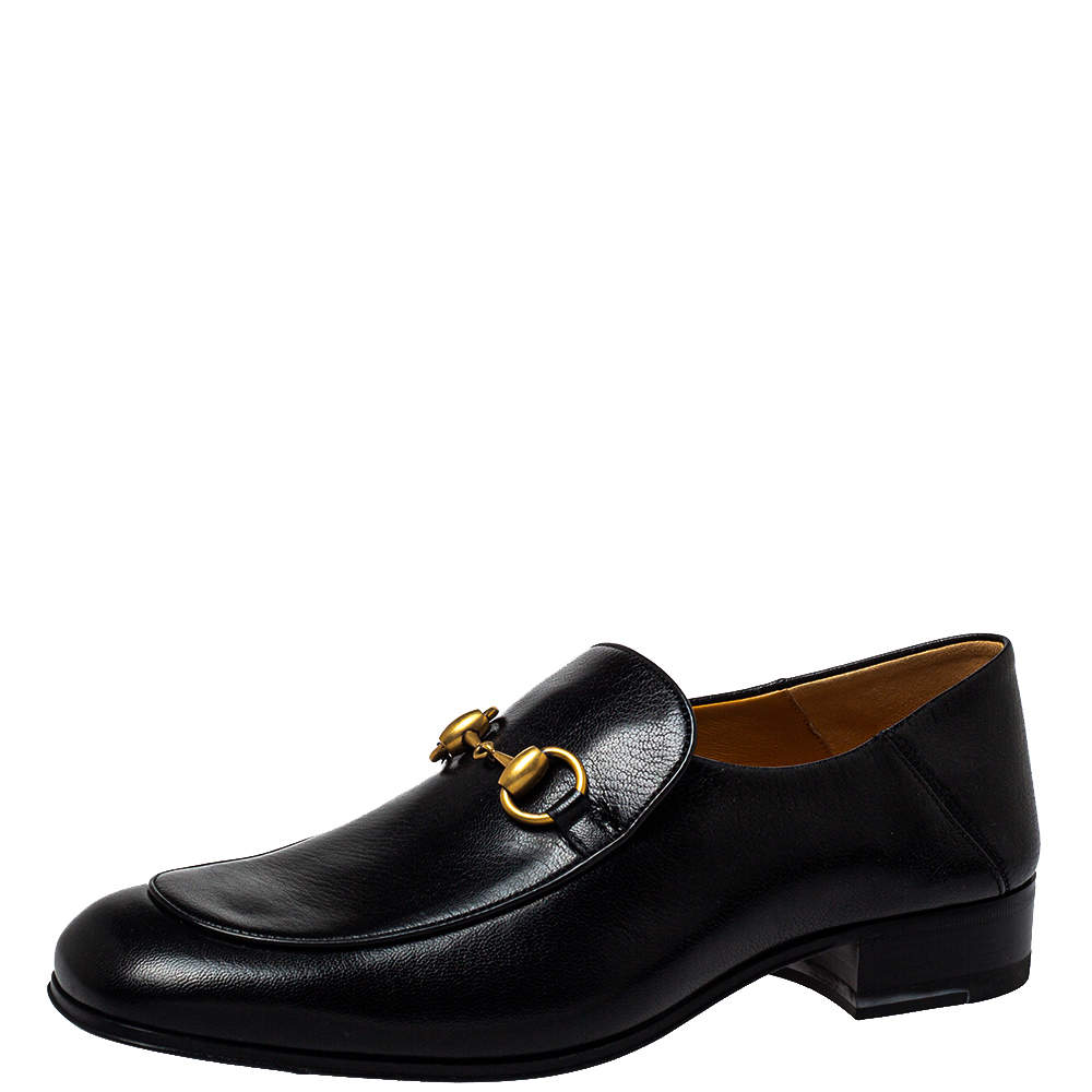 Pre Owned حذاء لوفرز غوتشي كوينتين سليب أون مزين هورسبيت جلد أسود مقاس 40.5