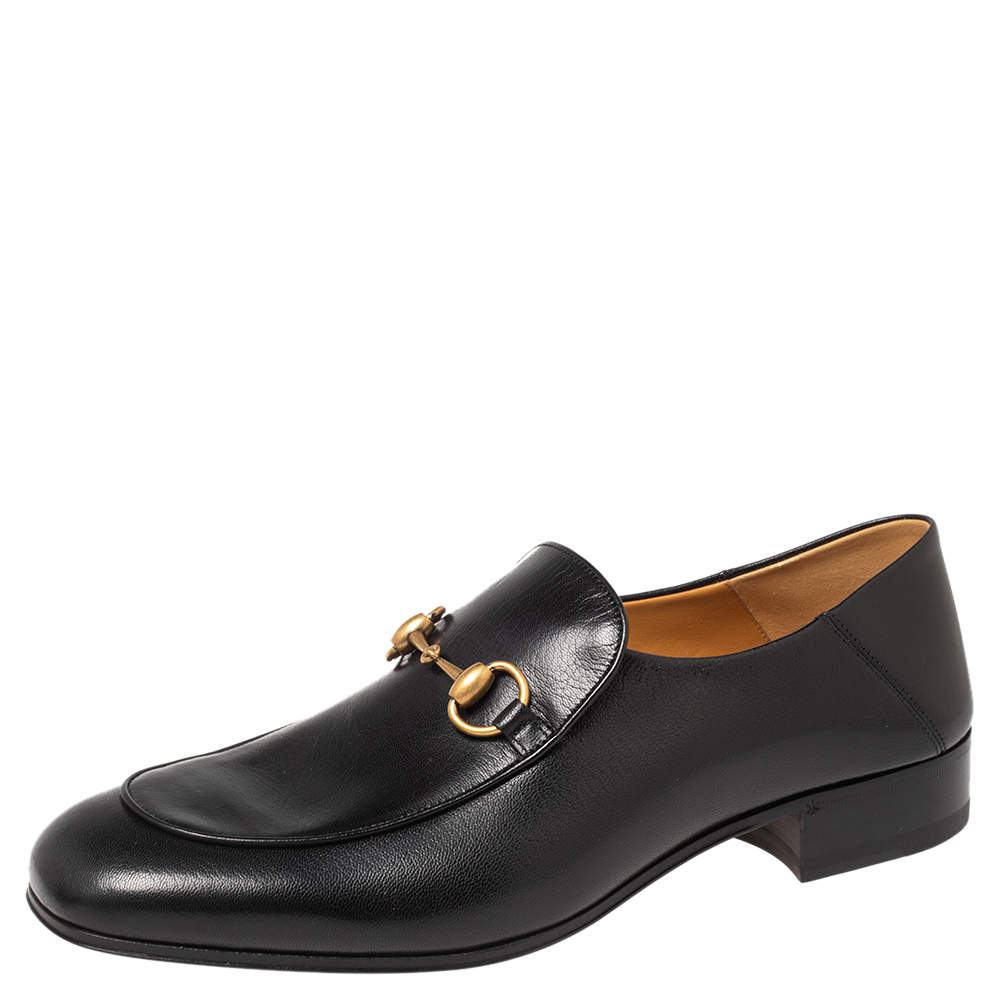 Pre Owned Gucci Black Leather Horsebit Loafer Size 43.5