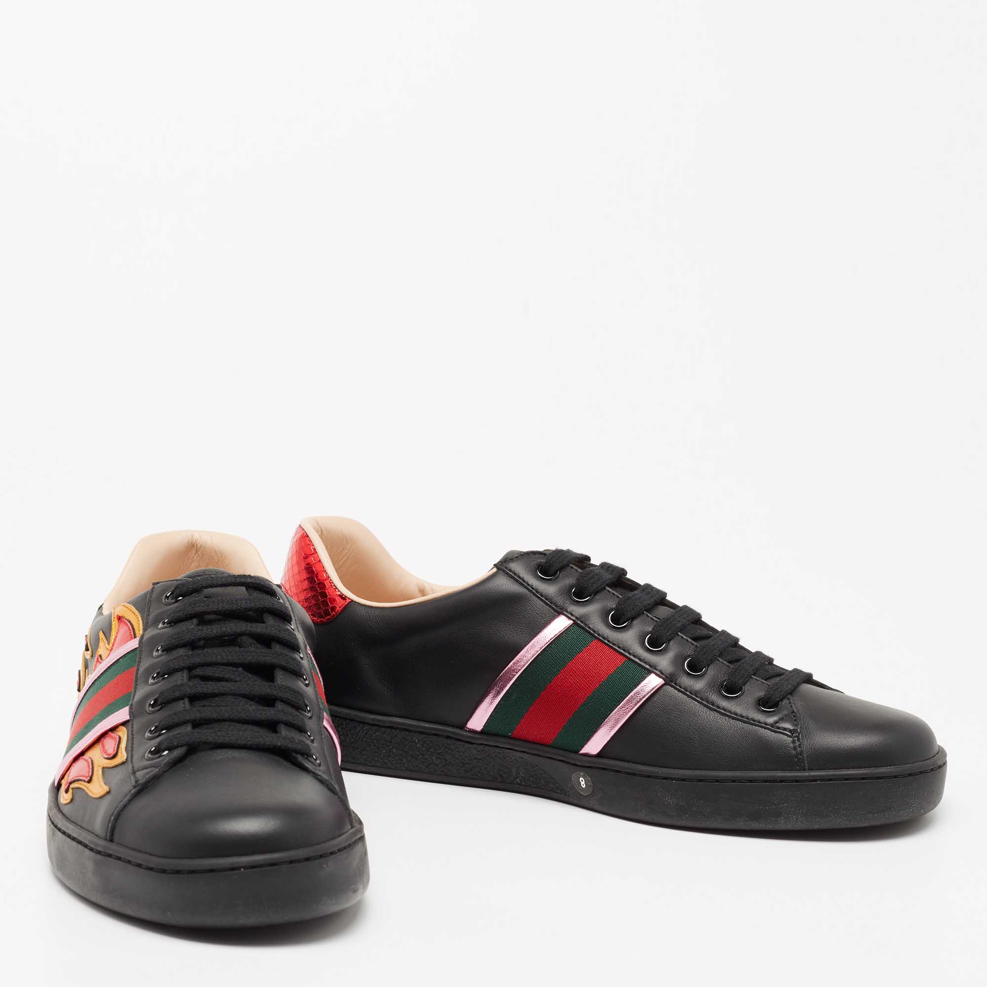 Ace leather low trainers Gucci Black size 6.5 UK in Leather - 30548699