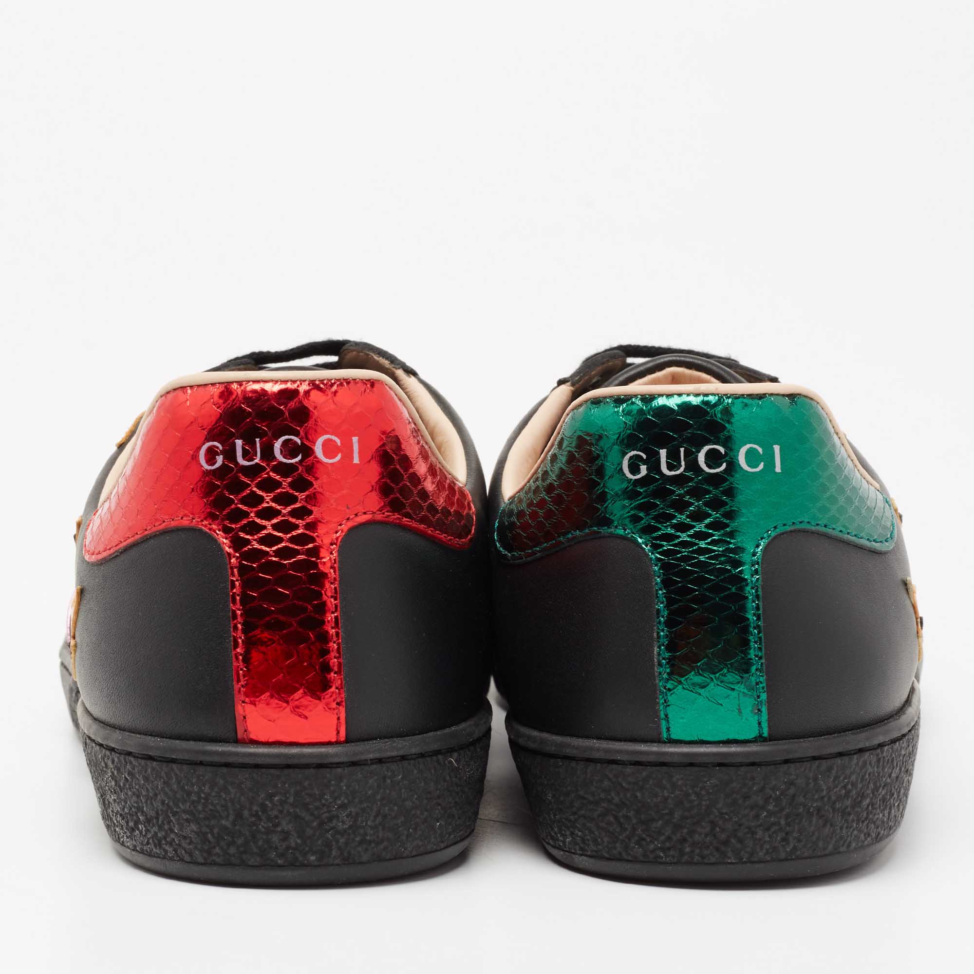 Ace leather low trainers Gucci Black size 7 UK in Leather - 32219899