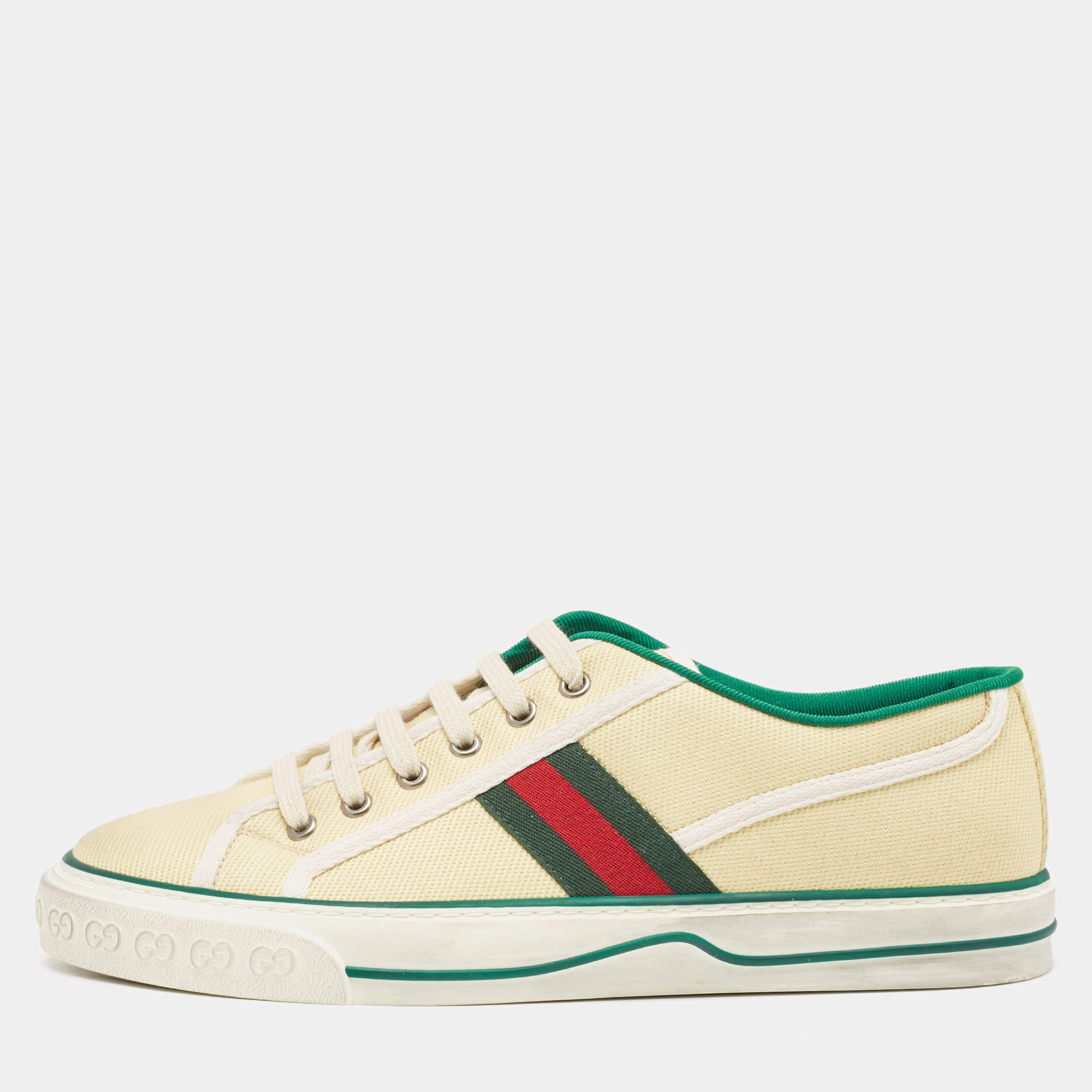 Gucci Cream Canvas Tennis 1977 Sneakers Size 42.5