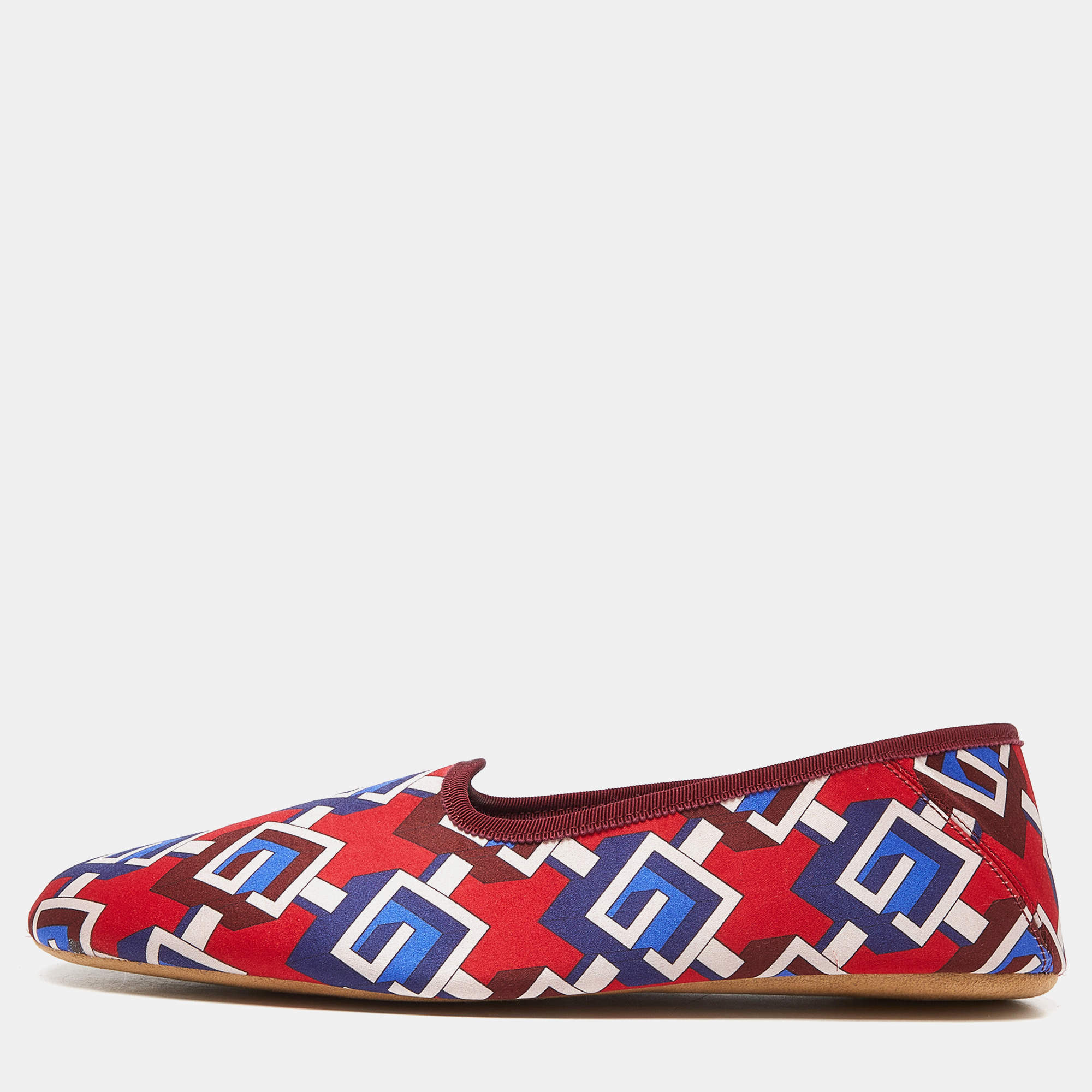 Gucci Multicolor Isometric G Print Satin Smoking Slippers Size 44