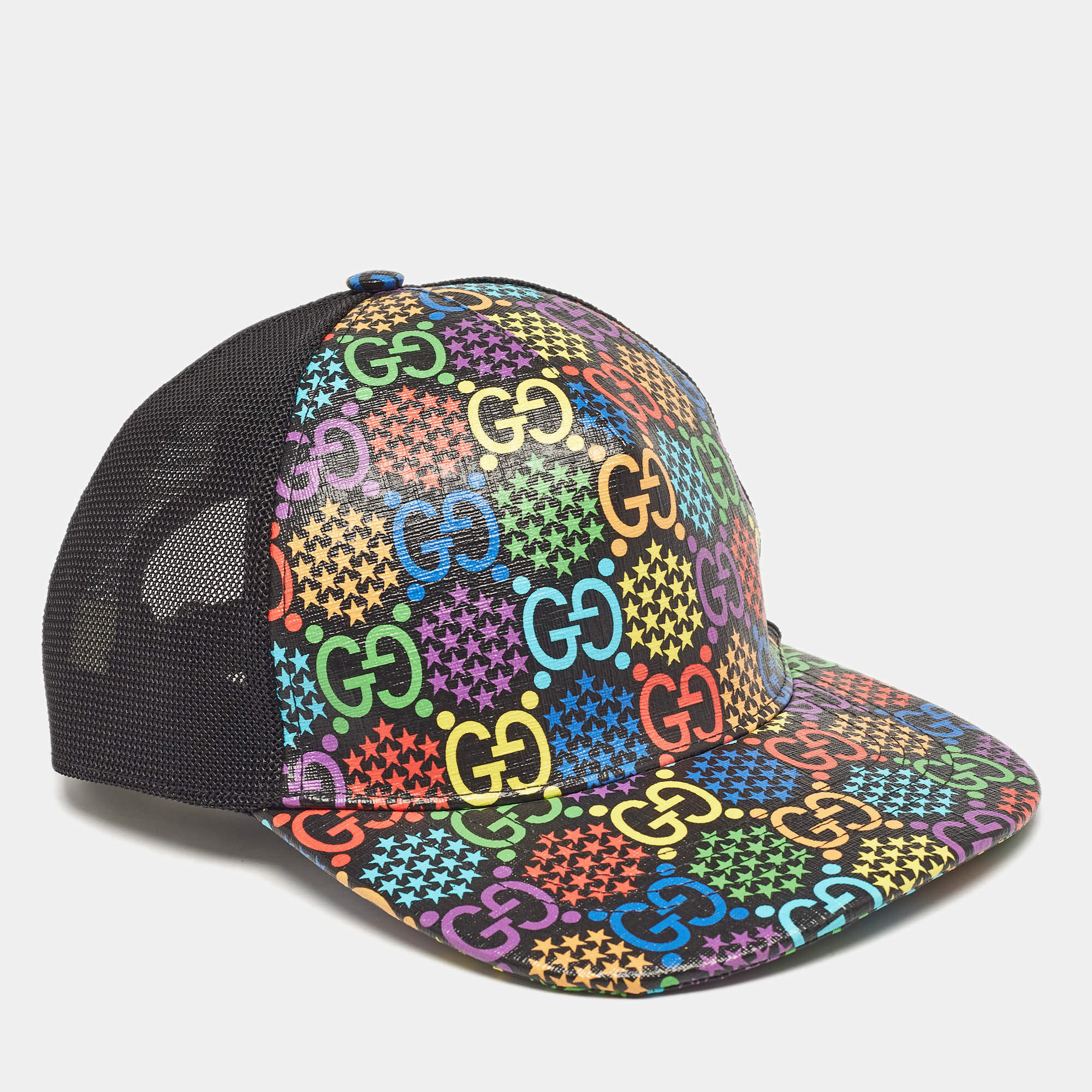 Gucci Multicolor Psychedelic GG Coated Canvas and Mesh Baseball Cap XL