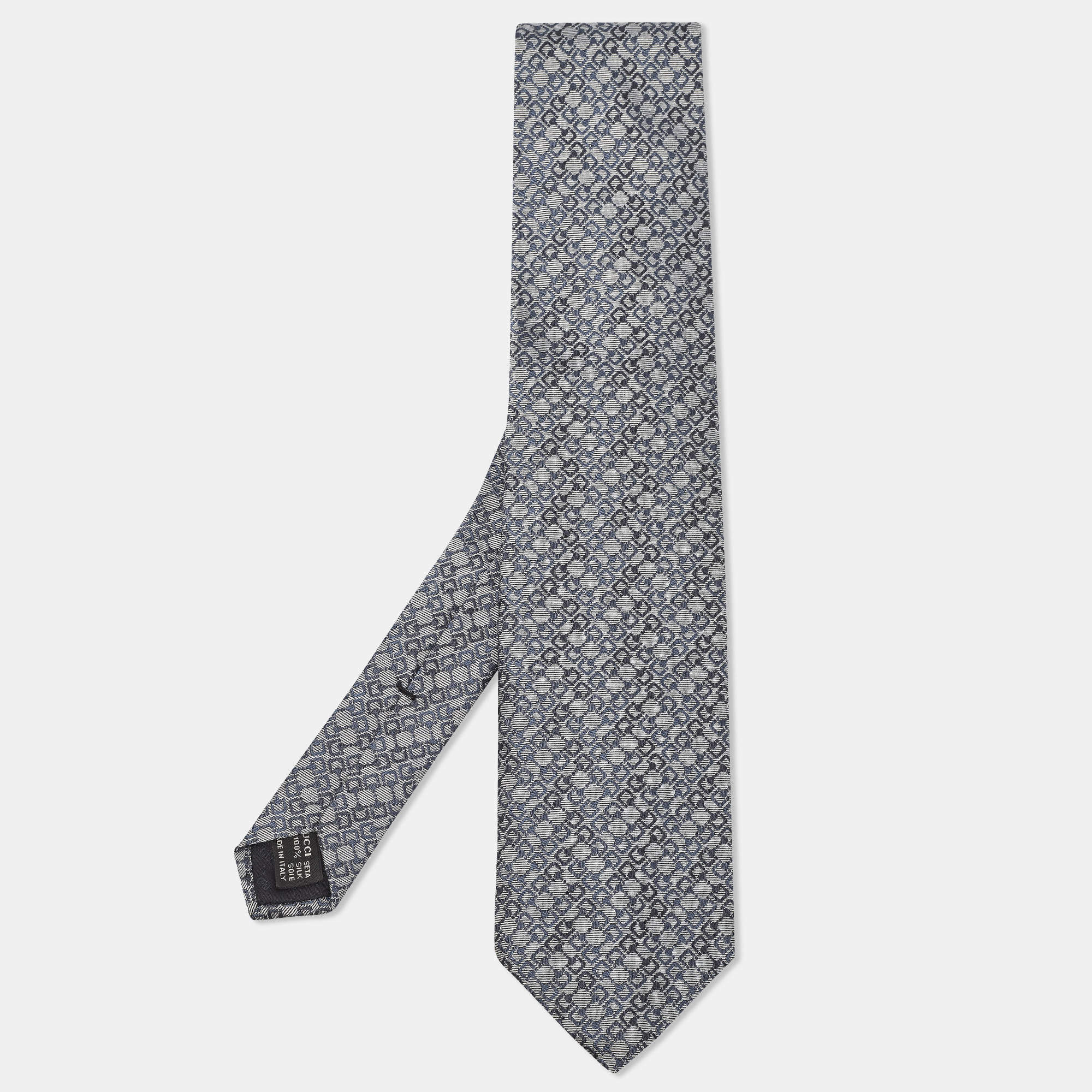 Gucci Blue Patterned Silk Standard Tie 