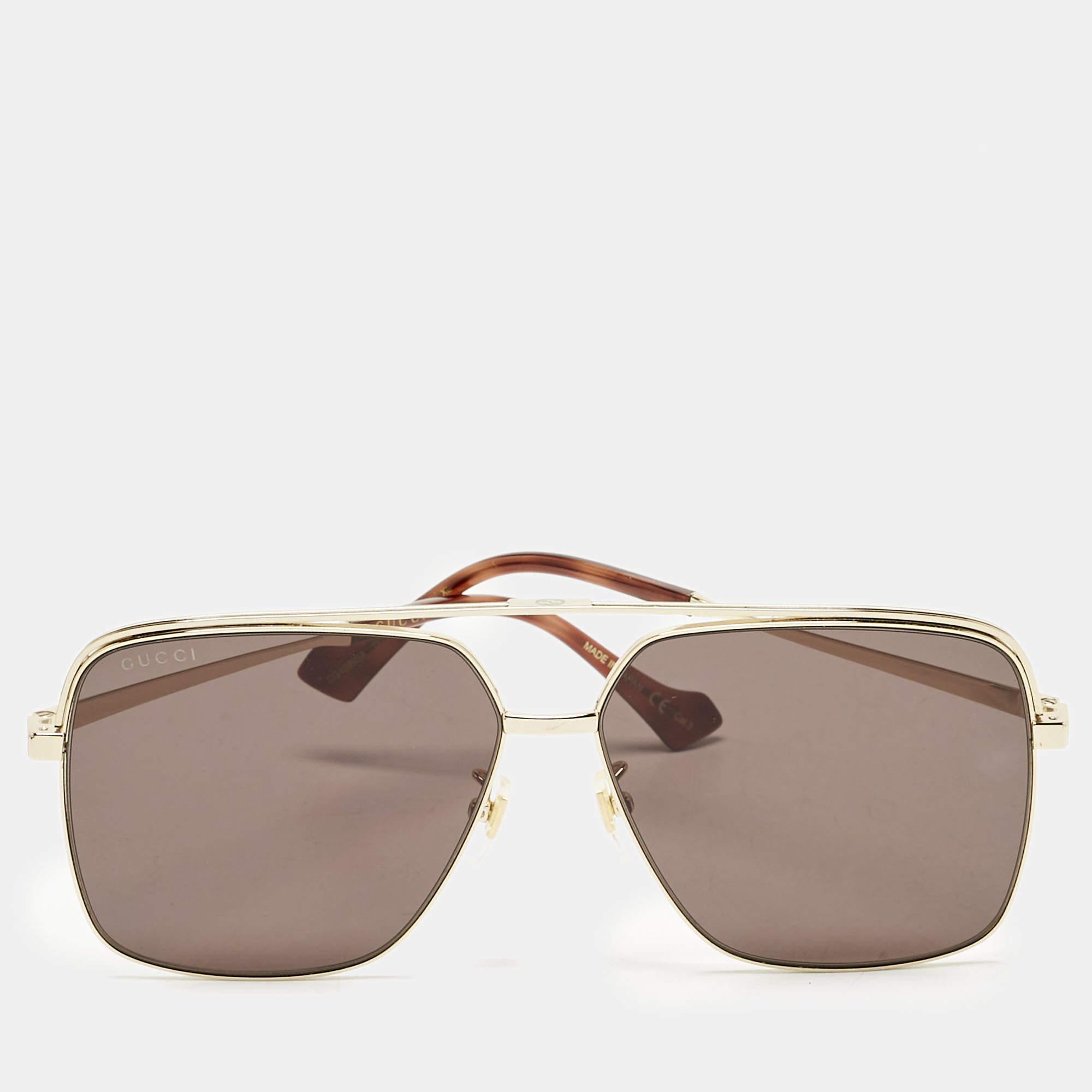 Pre Owned Gucci Black/Gold Tone GG1099SA Square Sunglasses