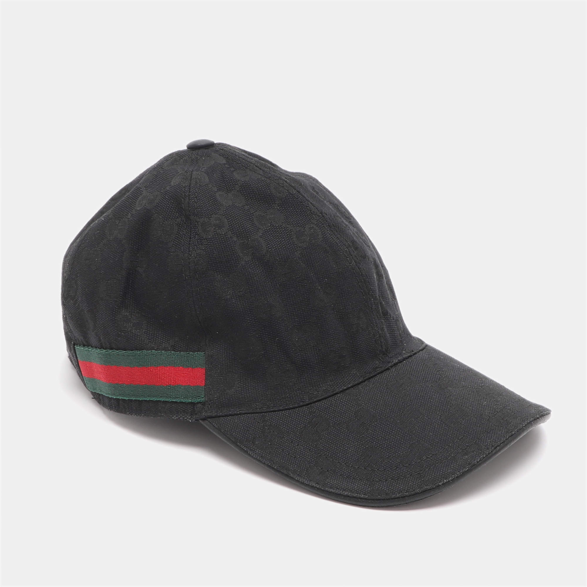مملوكة مسبقًا Gucci Black GG Canvas Web Baseball Cap L