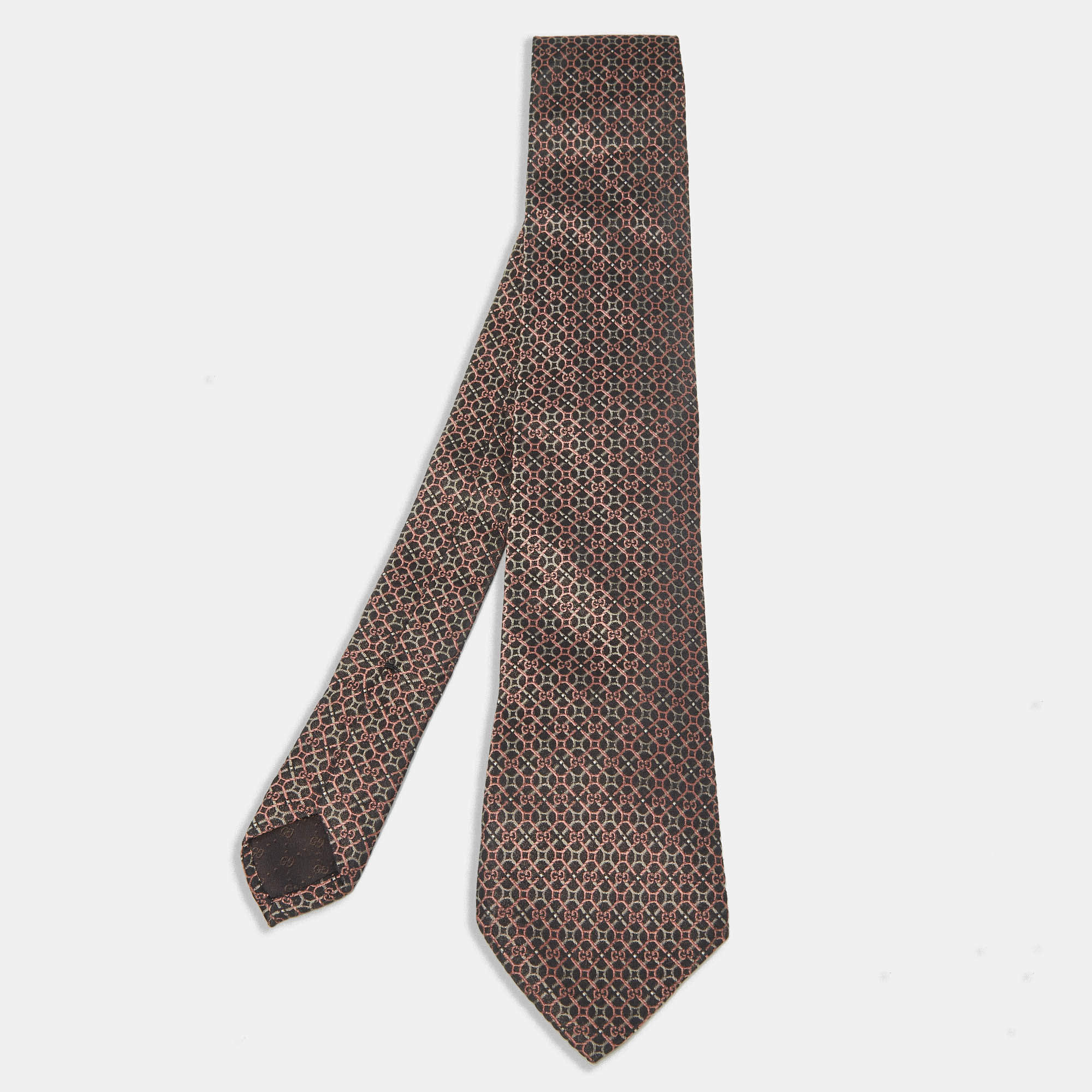 مملوكة مسبقًا Gucci Black GG Jacquard Silk Tie 