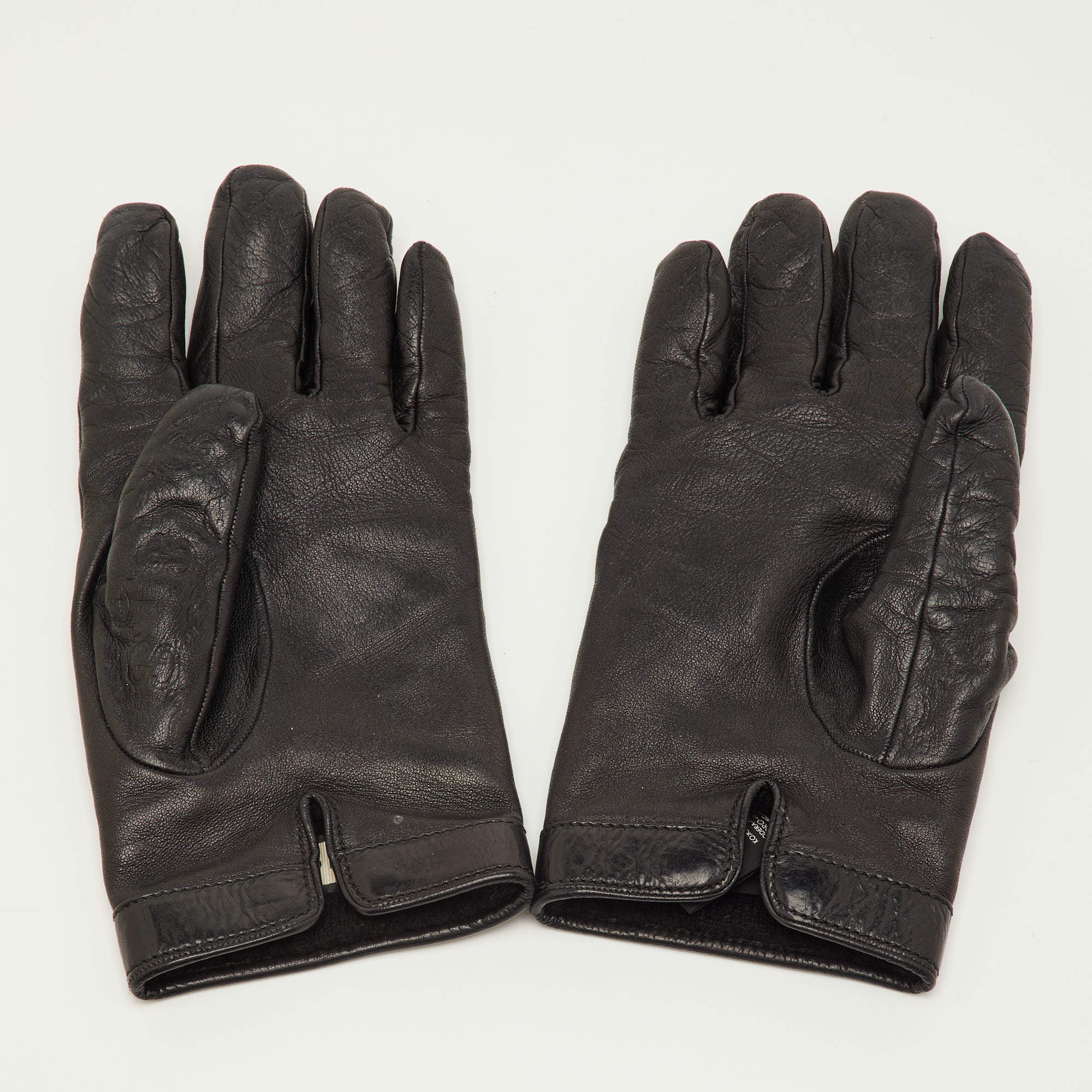 Pre Owned Gucci Black Guccissima Leather Gloves S