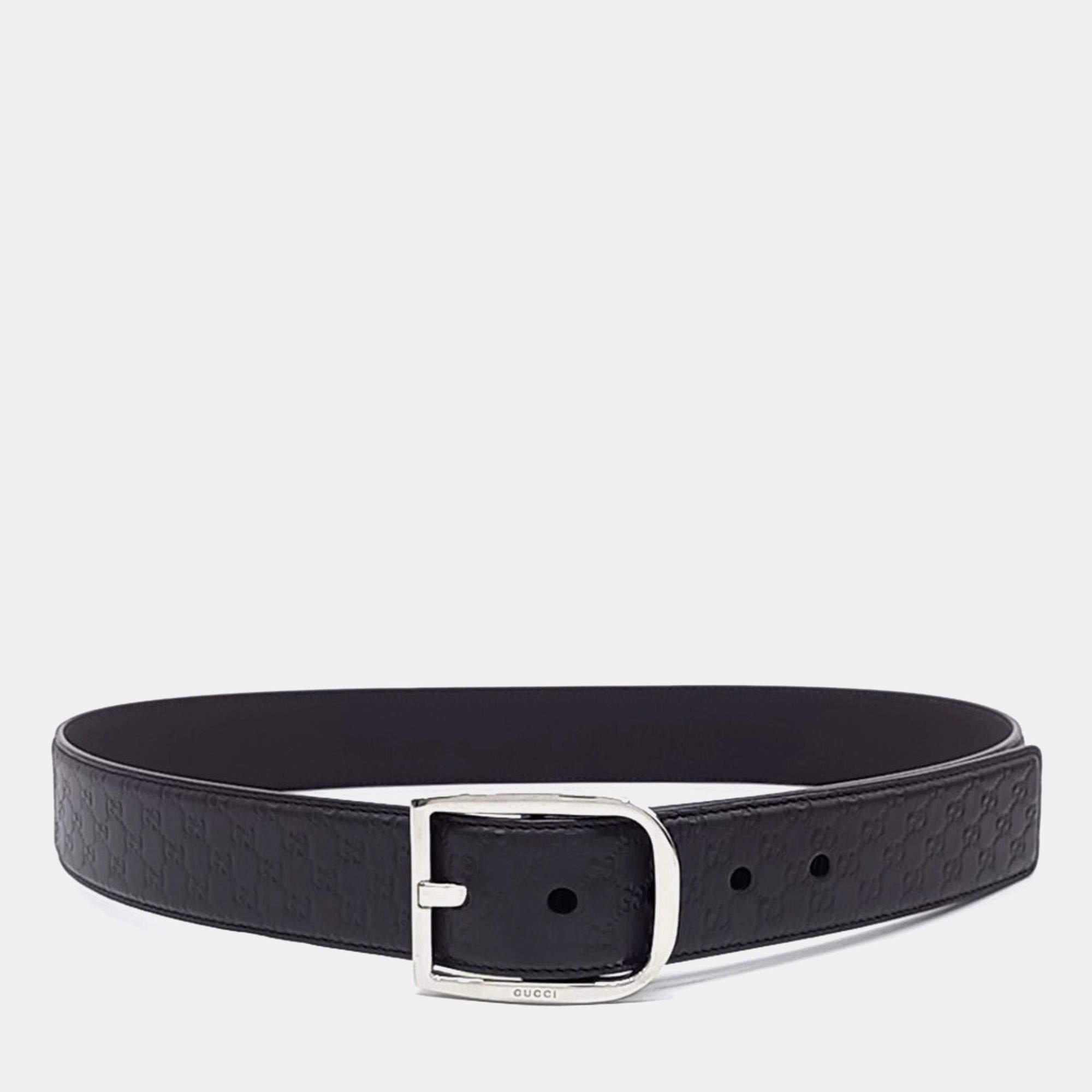 مملوكة مسبقًا Gucci Leather Dark Brown Micro Cima Line Belt