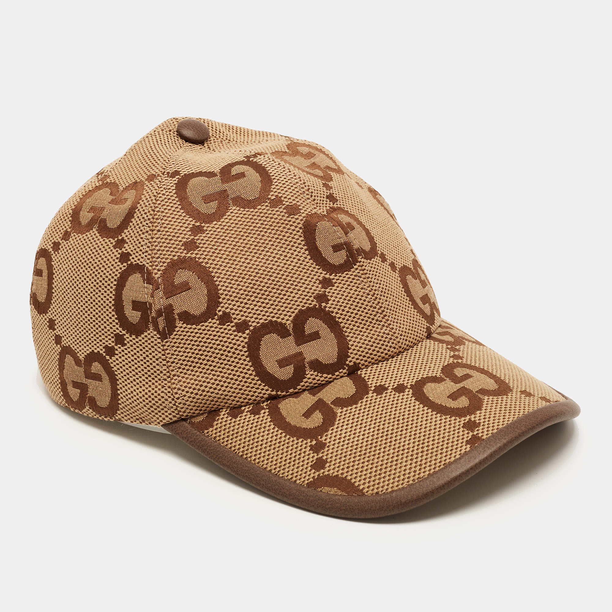 Pre Owned Gucci Beige/Brown Jumbo GG Canvas Baseball Cap M