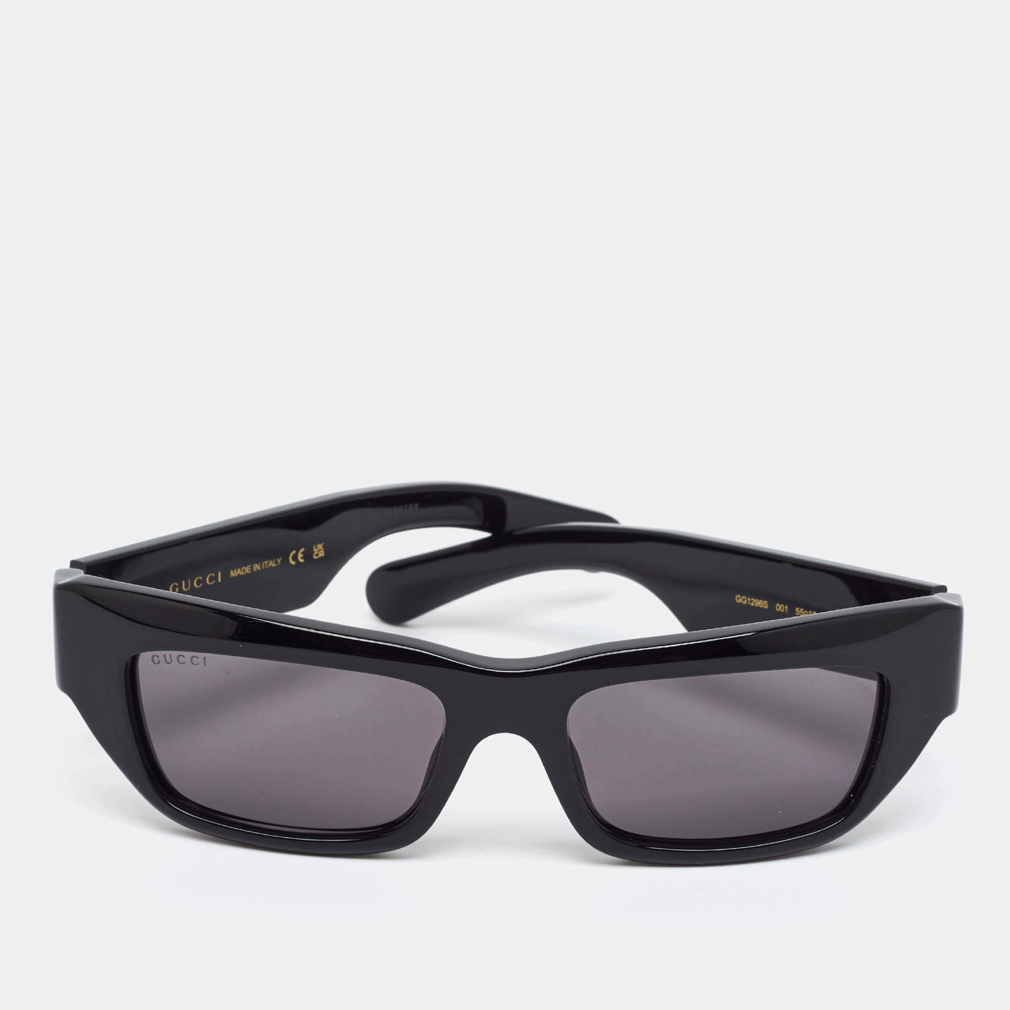 Pre Owned Gucci Black GG1296S 001 Frame Rectangle Sunglasses