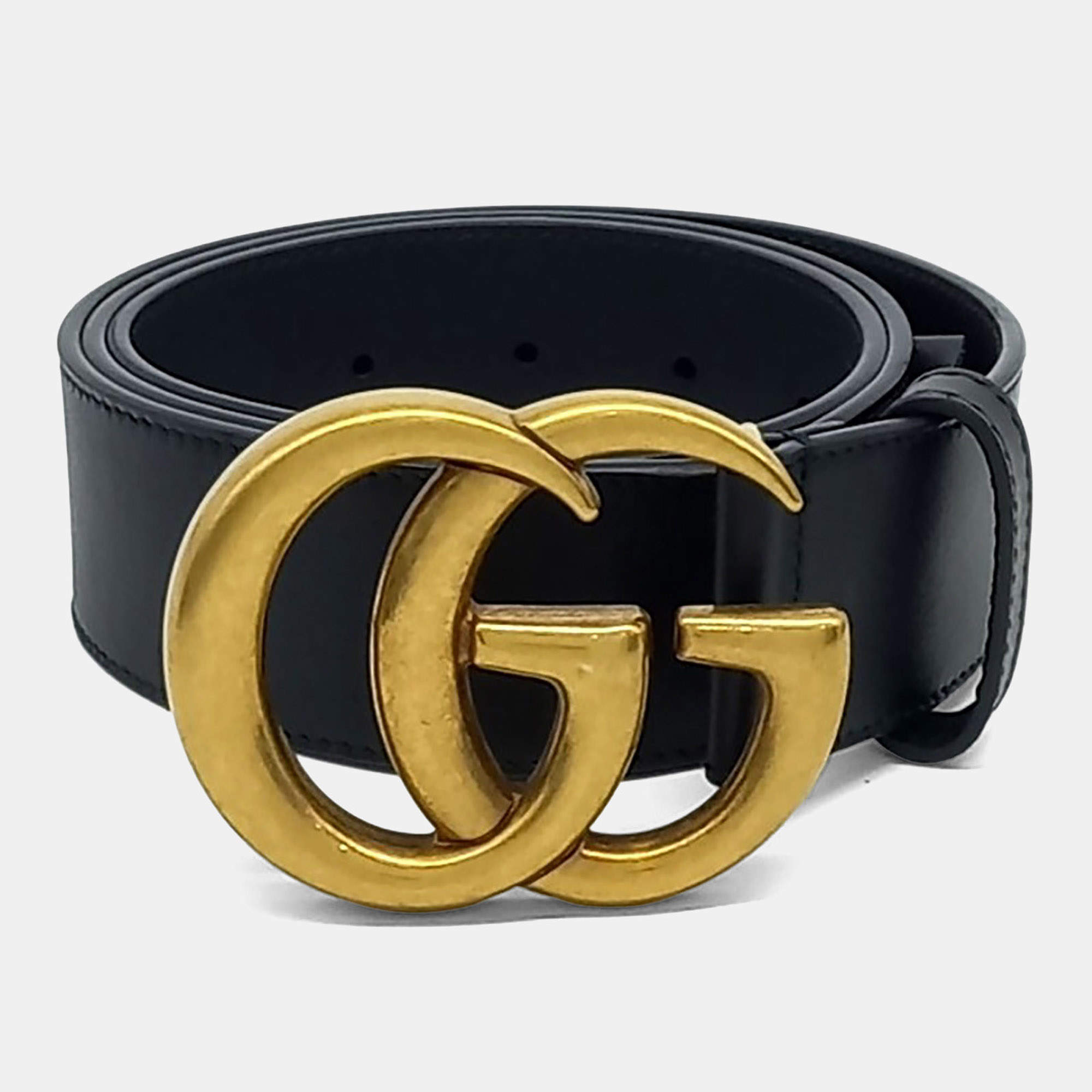Pre Owned Gucci Marmont Black Leather Belt 