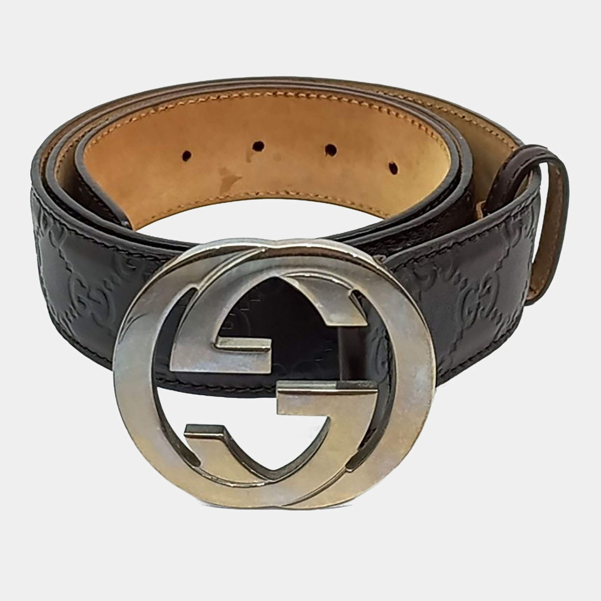 Pre Owned Gucci Cima Leather Line Belt